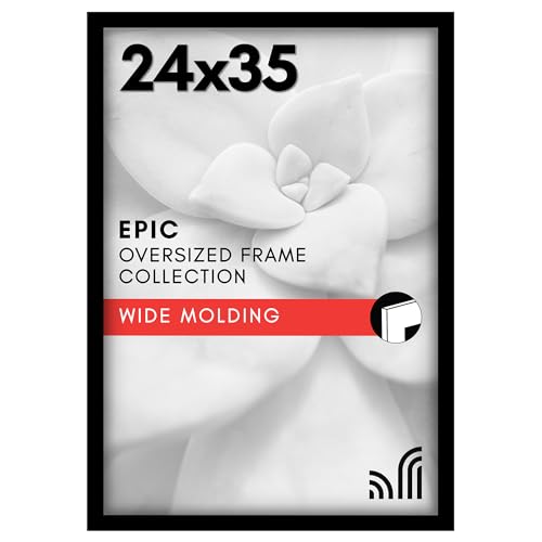 Americanflat 18x24 Poster Frame with Polished Plexiglass - Black Picture Frame - Wide Photo Frames Made of Engineered Wood for Vertical or Horizontal Wall Display - Epic Collection - Black