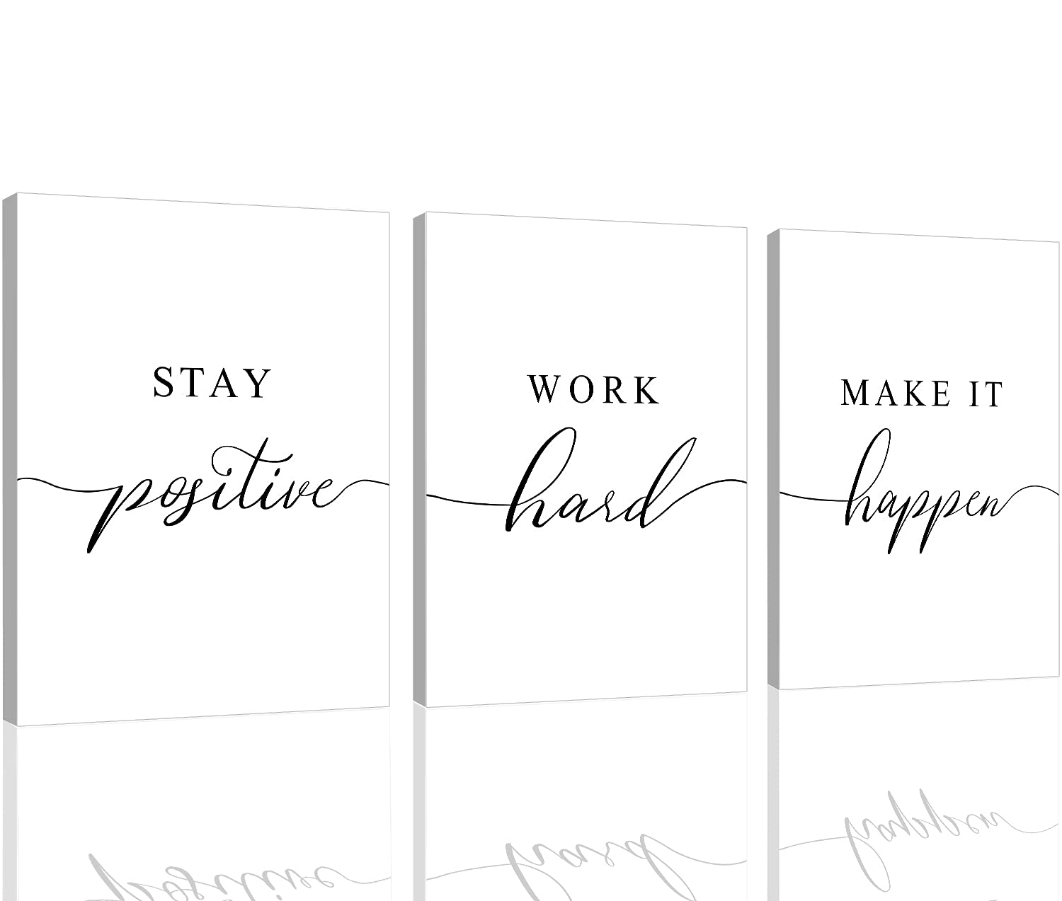 Inspirational Canvas Painting Wall Art -EPHANY ART,Mindset Quotes Prints, Success Framed Entrepreneur Poster Positive Quotes Wall Poster for Home Office Workplace (M-3pcs,12x16inchx3pcs)