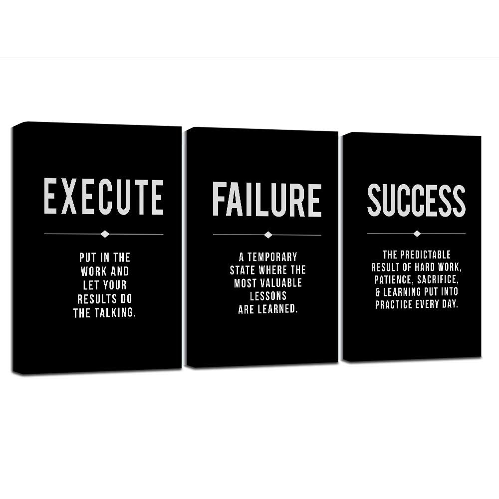 Inspirational Canvas Painting Wall Art -EPHANY ART,Mindset Quotes Prints, Success Framed Entrepreneur Poster Positive Quotes Wall Poster for Home Office Workplace (M-3pcs,12x16inchx3pcs)