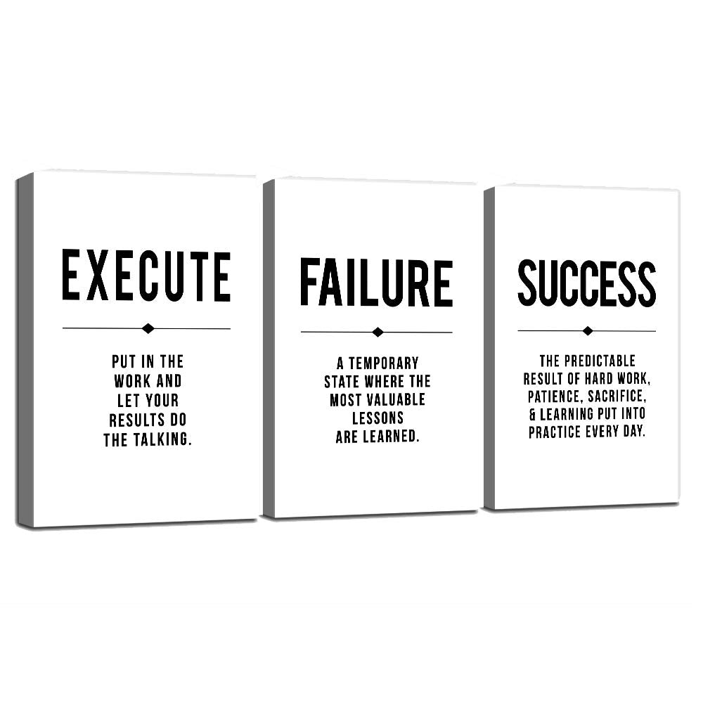 Inspirational Canvas Painting Wall Art -EPHANY ART,Mindset Quotes Prints, Success Framed Entrepreneur Poster Positive Quotes Wall Poster for Home Office Workplace (M-3pcs,12x16inchx3pcs)