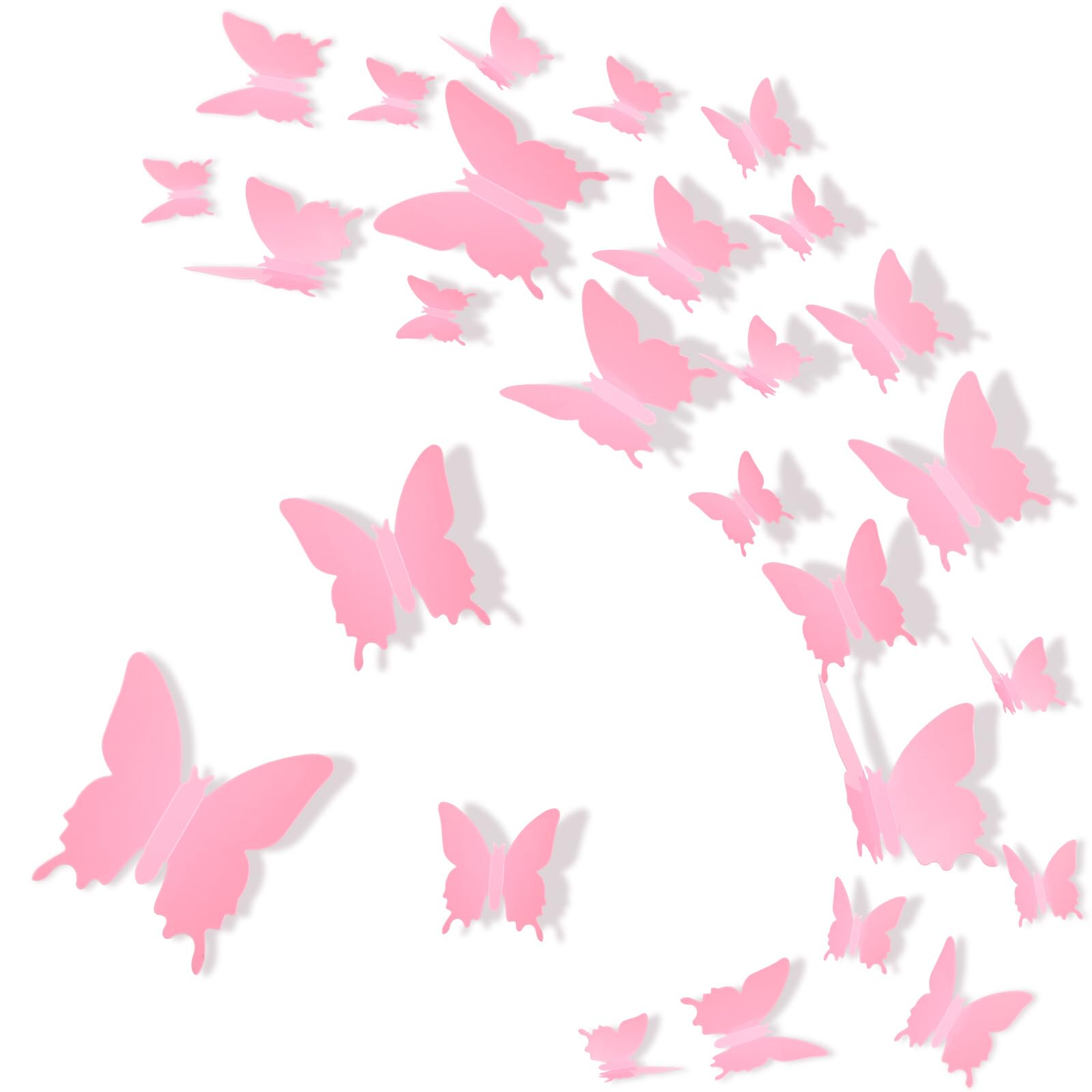 BBTO 48 Pieces Butterfly Wall Decor DIY 3D Mirror Butterfly Stickers Removable Decals Crafts for Birthday Party Bedroom School Bathroom Living Room Decor（Sliver）