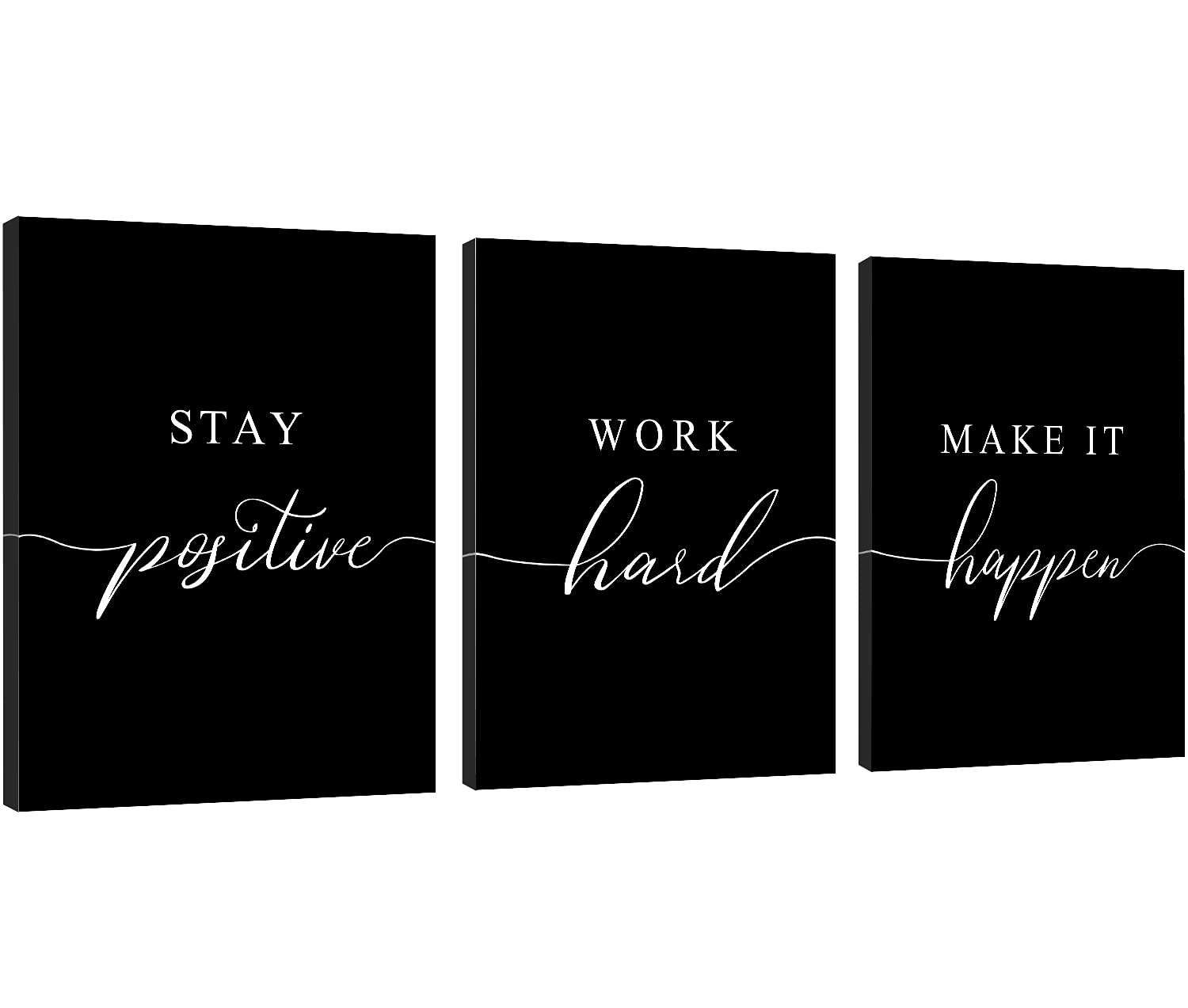 Inspirational Canvas Painting Wall Art -EPHANY ART,Mindset Quotes Prints, Success Framed Entrepreneur Poster Positive Quotes Wall Poster for Home Office Workplace (M-3pcs,12x16inchx3pcs)