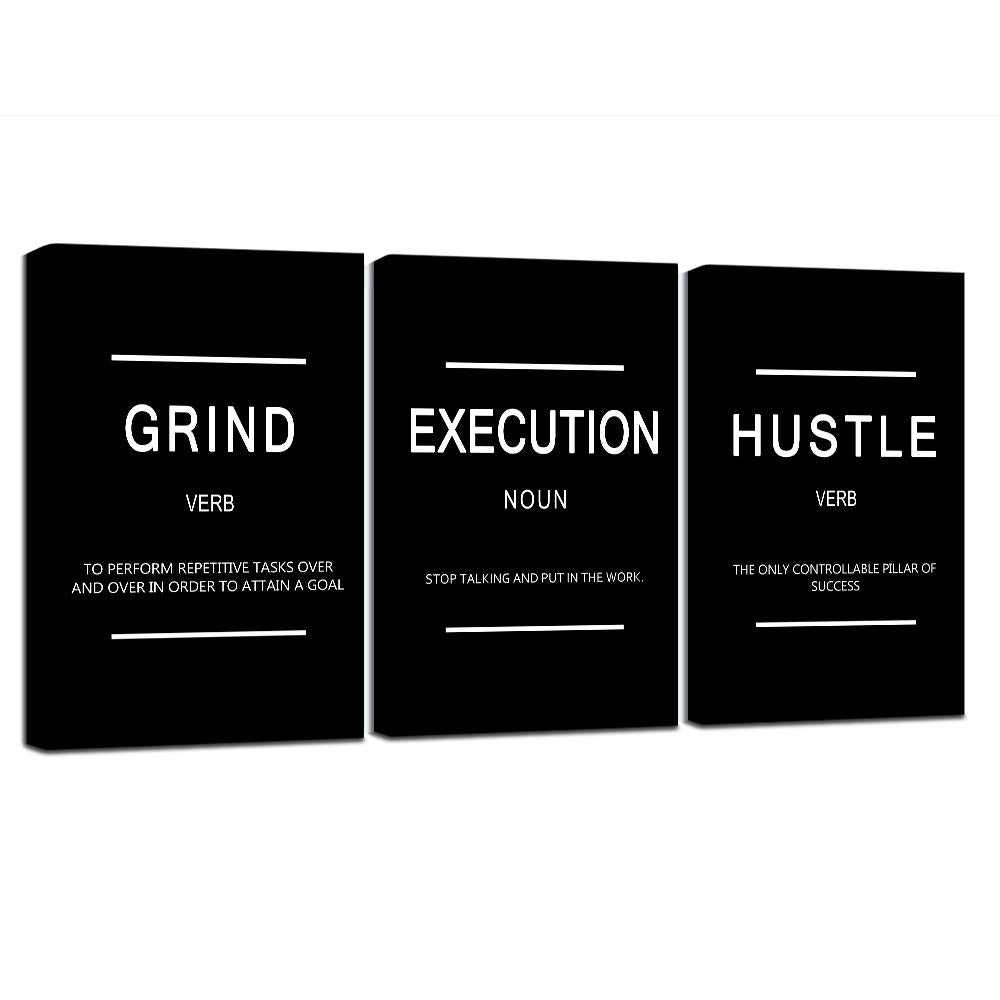 Inspirational Canvas Painting Wall Art -EPHANY ART,Mindset Quotes Prints, Success Framed Entrepreneur Poster Positive Quotes Wall Poster for Home Office Workplace (M-3pcs,12x16inchx3pcs)