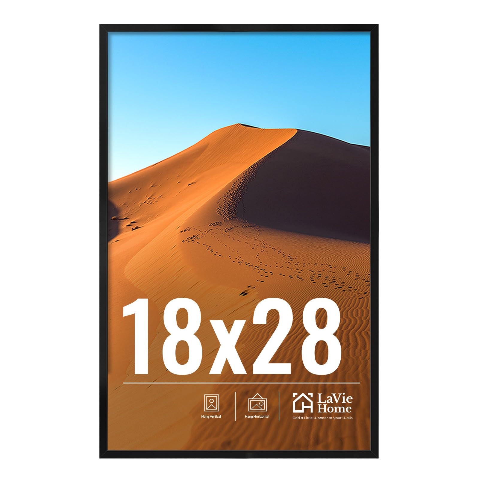 LaVie Home 11x14 Picture Frame for Wall Display, 11 x 14 Black Picture Frame with HD Plexiglas, 11 by 14 Poster Frame 1 Pack, Display Frame for Vertical or Horizontal, Classic Collection