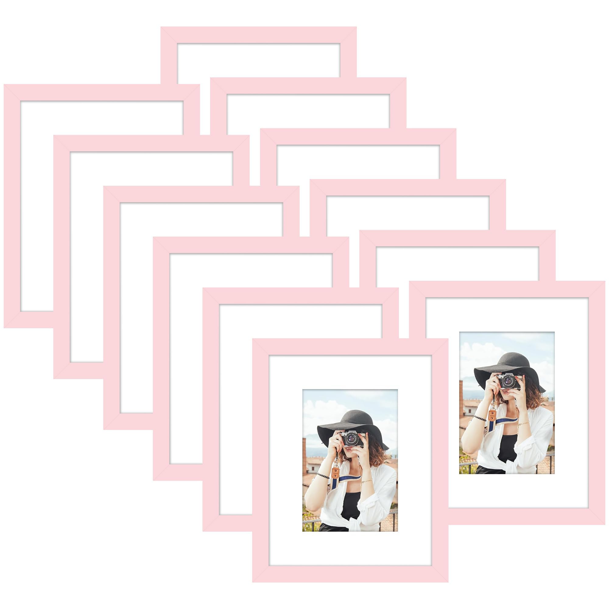 Picrit 8x10 Picture Frame Set of 12, Display 5x7 with Mat or 8x10 without Mat, Photo Frames for Wall Mounting or Table Top Display, Black