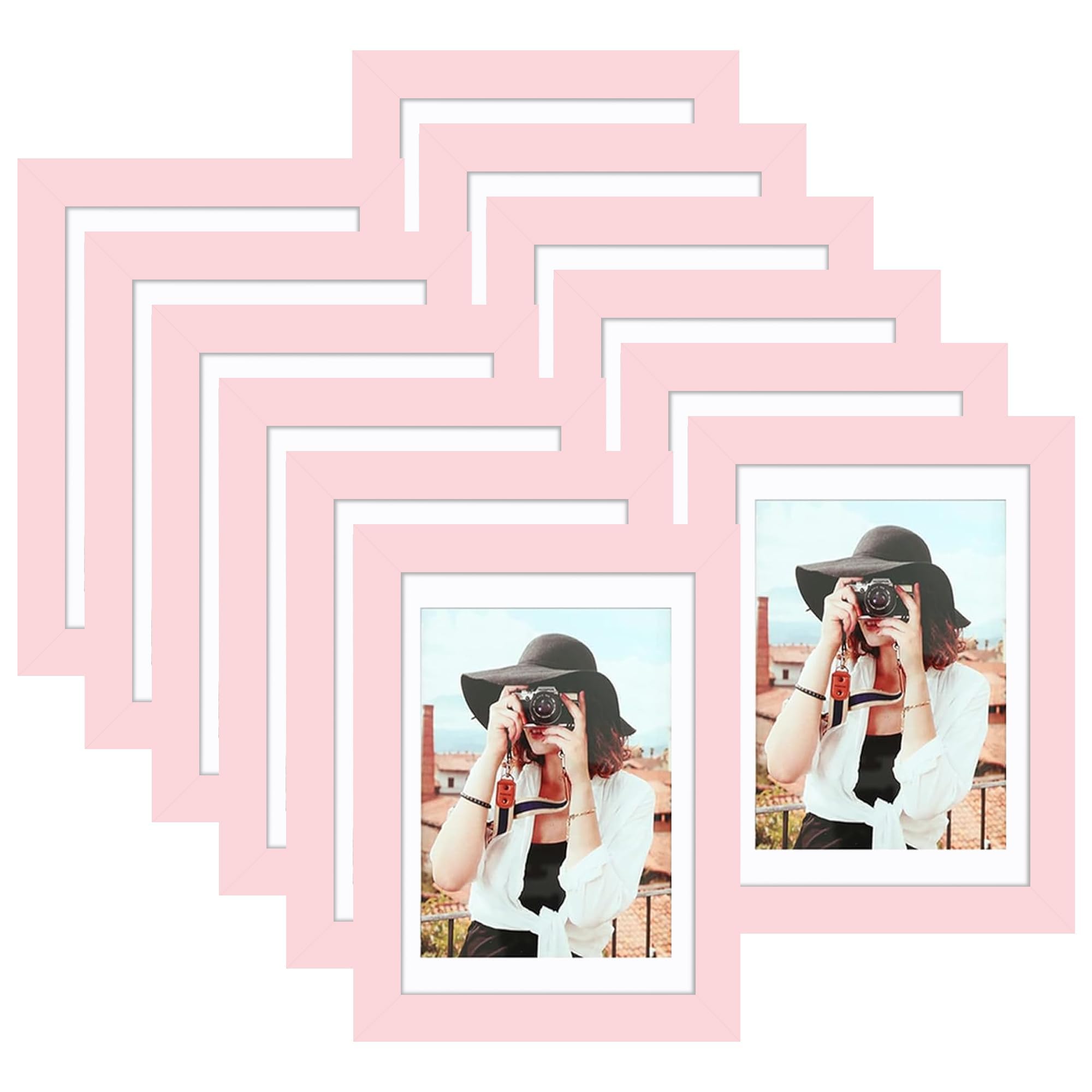 Picrit 8x10 Picture Frame Set of 12, Display 5x7 with Mat or 8x10 without Mat, Photo Frames for Wall Mounting or Table Top Display, Black