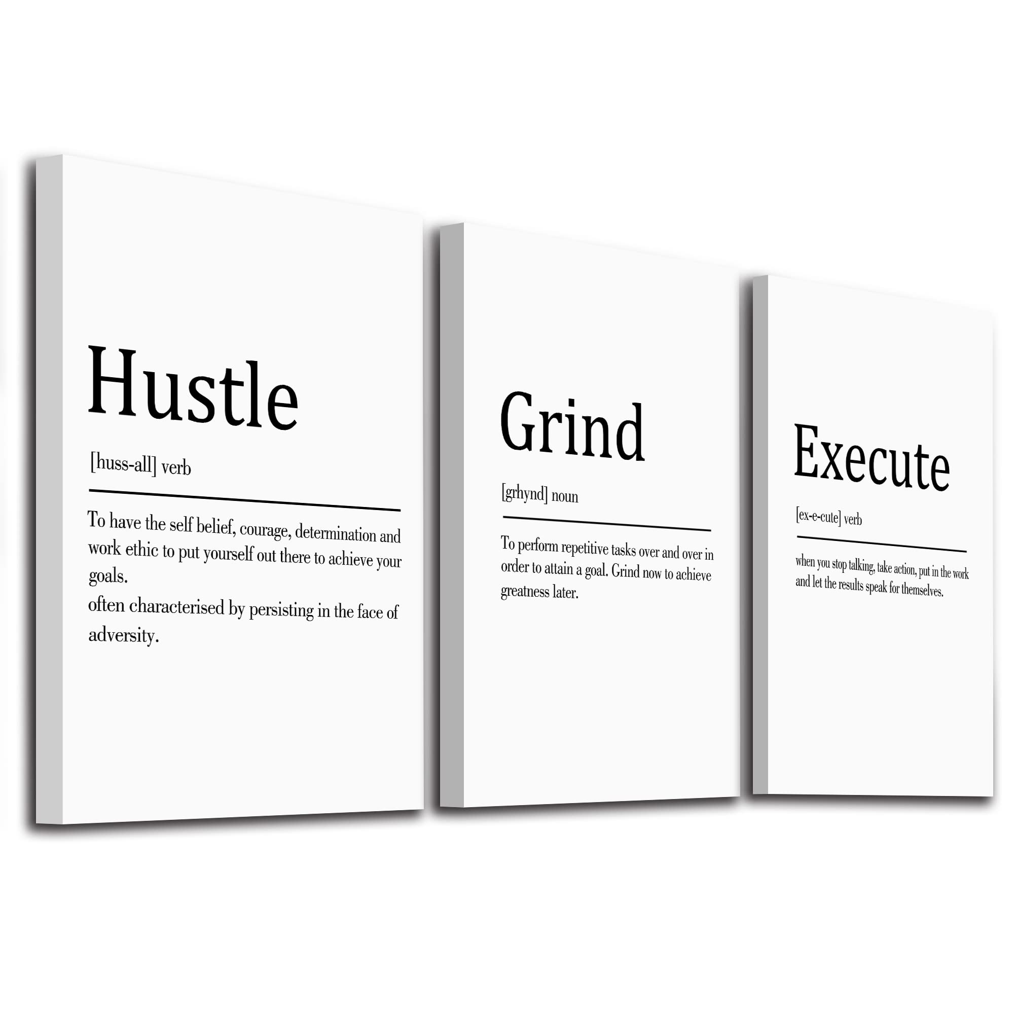 Inspirational Canvas Painting Wall Art -EPHANY ART,Mindset Quotes Prints, Success Framed Entrepreneur Poster Positive Quotes Wall Poster for Home Office Workplace (M-3pcs,12x16inchx3pcs)