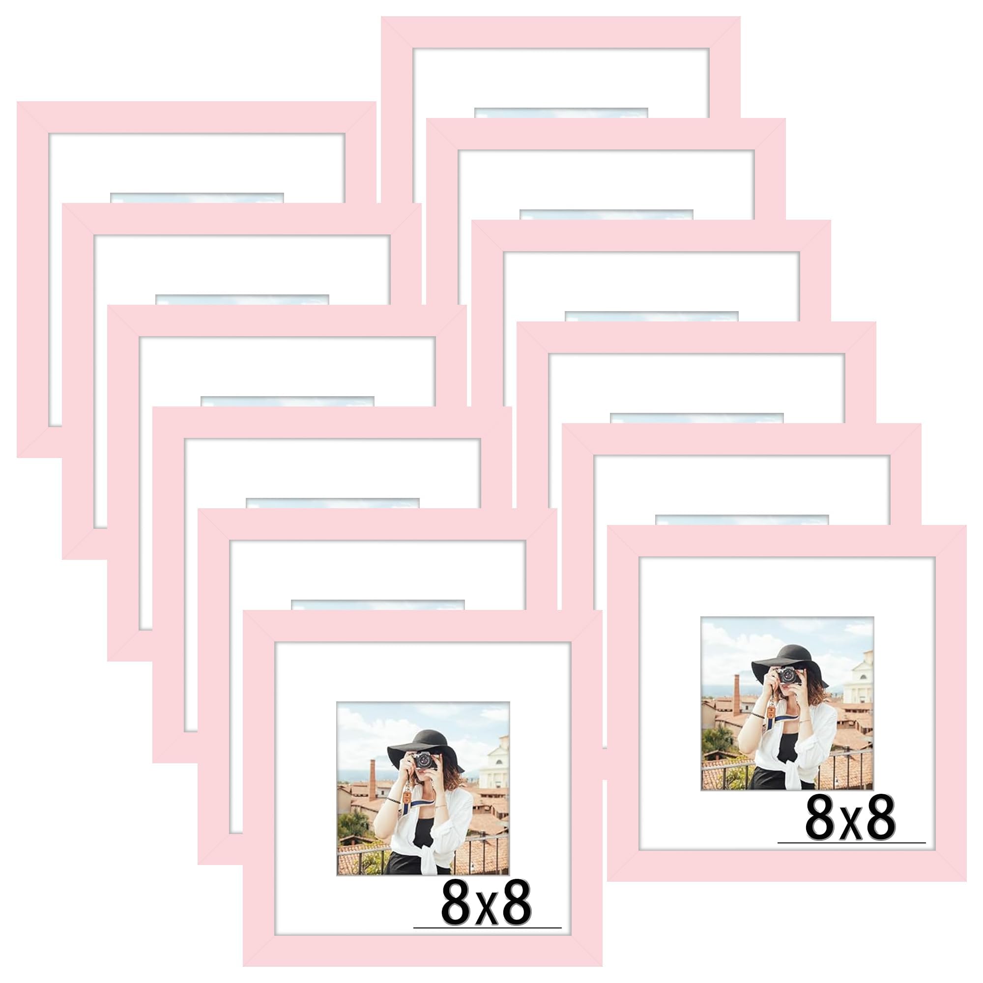 Picrit 8x10 Picture Frame Set of 12, Display 5x7 with Mat or 8x10 without Mat, Photo Frames for Wall Mounting or Table Top Display, Black