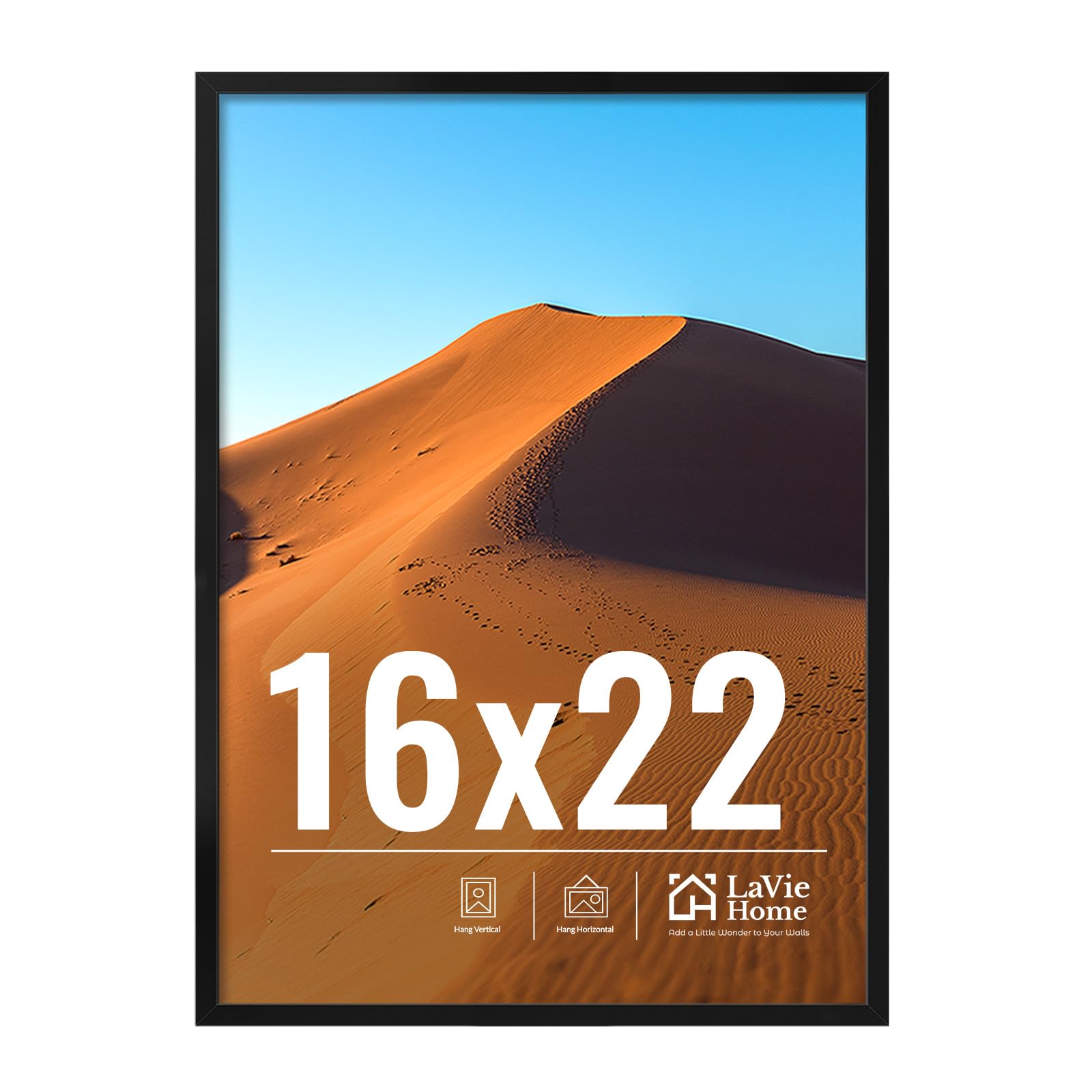 LaVie Home 11x14 Picture Frame for Wall Display, 11 x 14 Black Picture Frame with HD Plexiglas, 11 by 14 Poster Frame 1 Pack, Display Frame for Vertical or Horizontal, Classic Collection