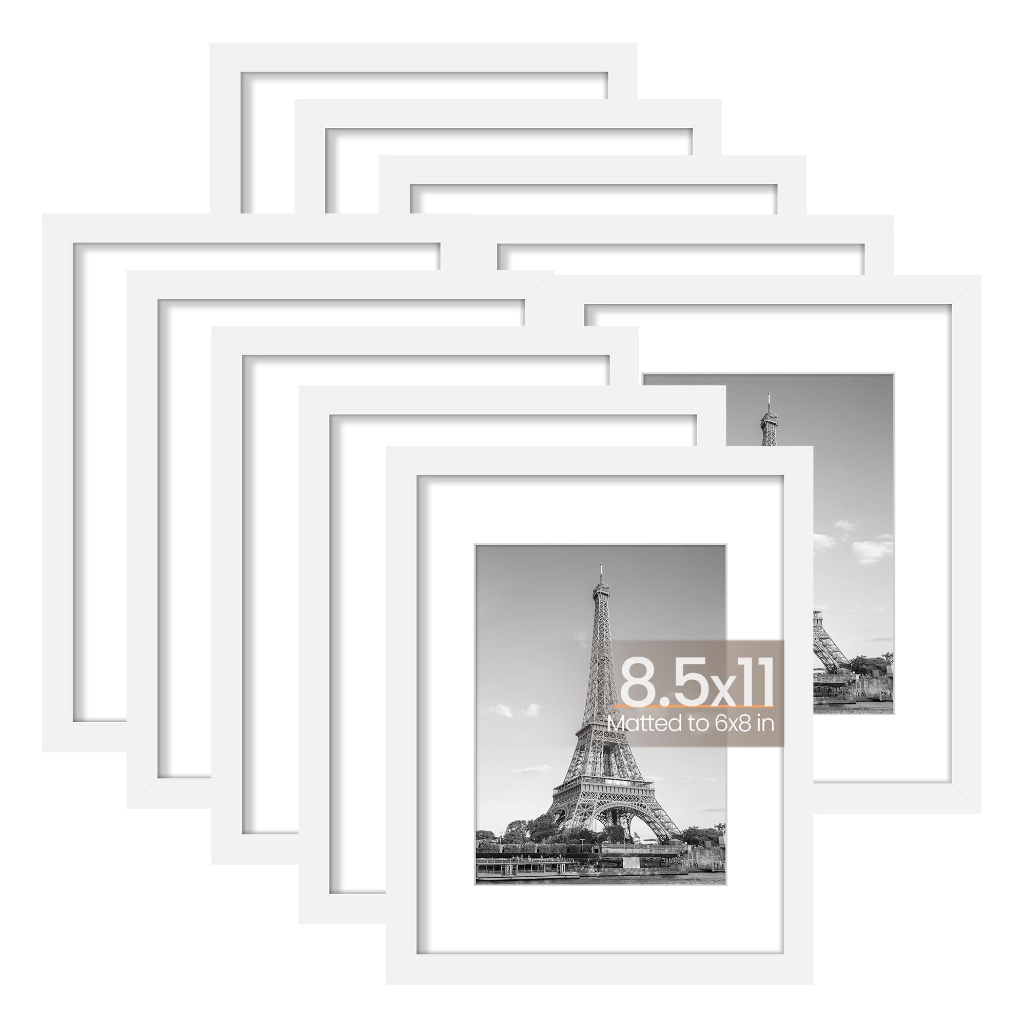 upsimples 5x7 Picture Frame Set of 10, Display Pictures 4x6 with Mat or 5x7 Without, Multi Photo Frames Collage for Wall or Tabletop Display, Black