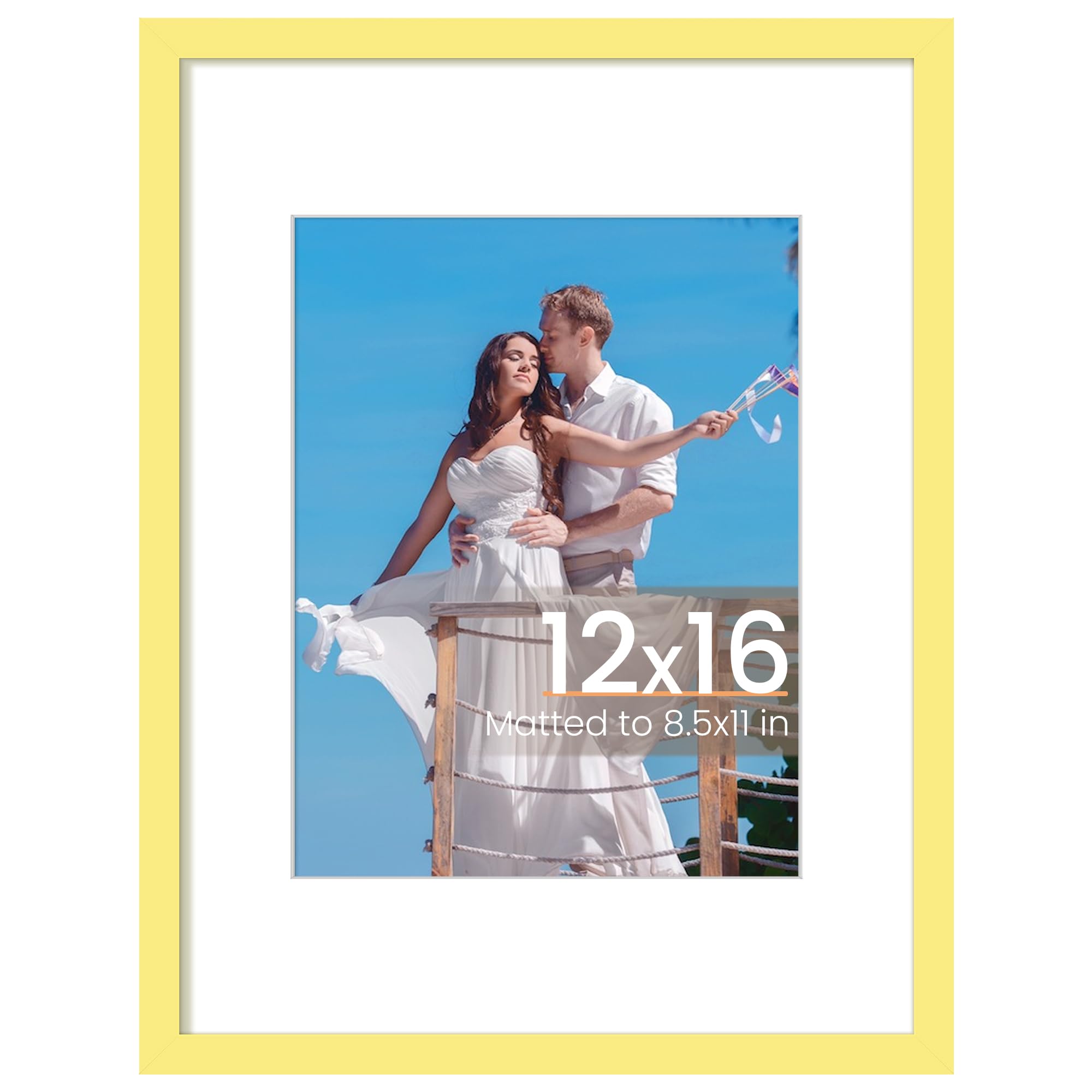 upsimples 12x16 Picture Frame, Display Pictures 8.5x11 with Mat or 12x16 Without Mat, Wall Hanging Photo Frame, Black, 1 Pack