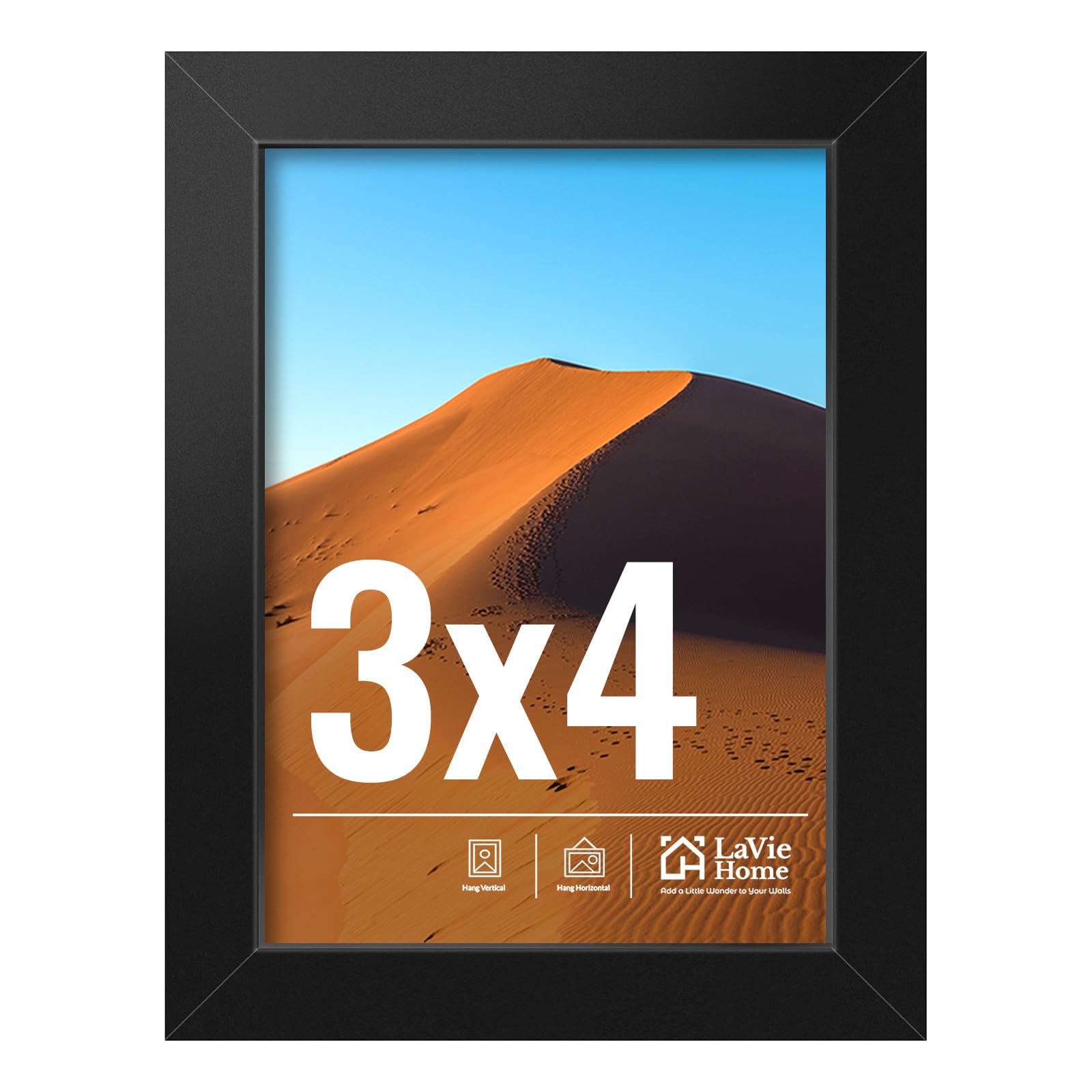 LaVie Home 11x14 Picture Frame for Wall Display, 11 x 14 Black Picture Frame with HD Plexiglas, 11 by 14 Poster Frame 1 Pack, Display Frame for Vertical or Horizontal, Classic Collection
