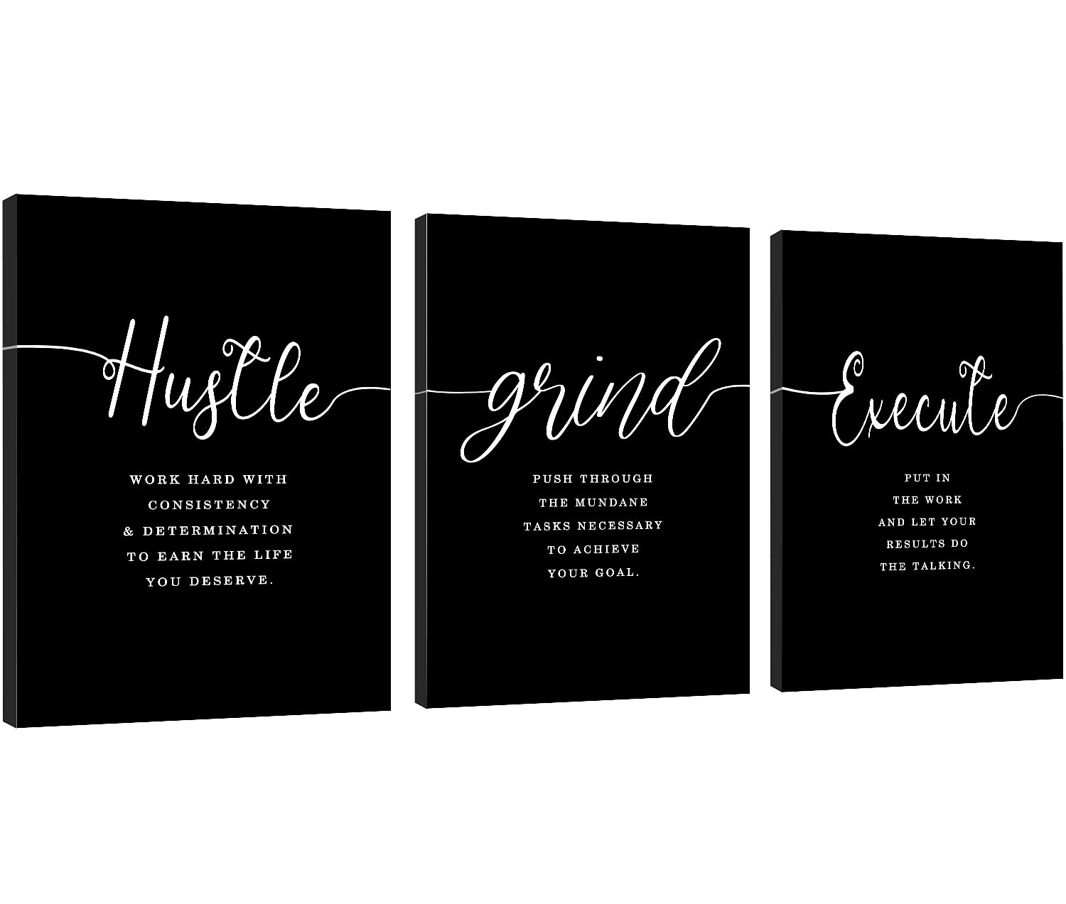 Inspirational Canvas Painting Wall Art -EPHANY ART,Mindset Quotes Prints, Success Framed Entrepreneur Poster Positive Quotes Wall Poster for Home Office Workplace (M-3pcs,12x16inchx3pcs)