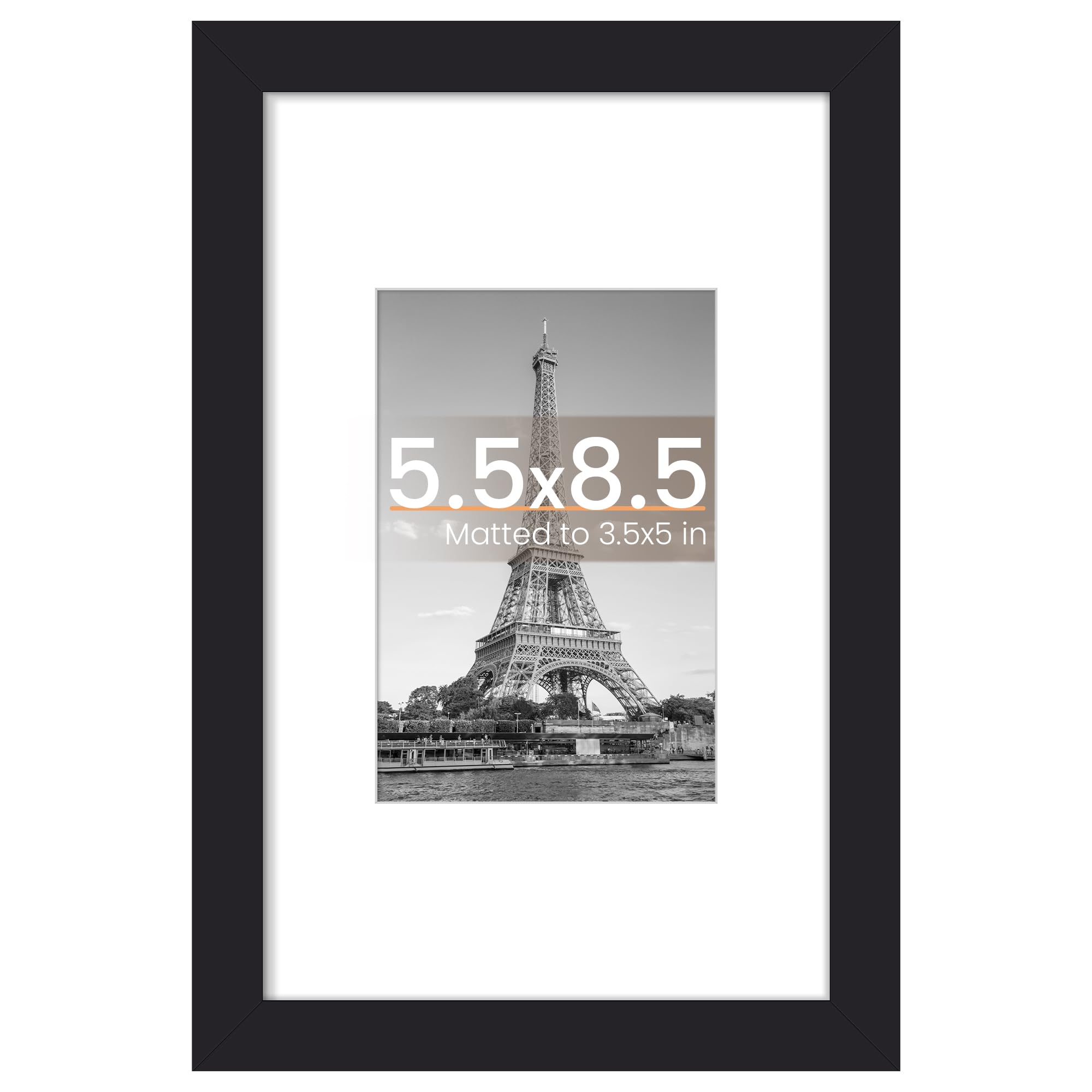 upsimples 8x10 Picture Frame, Display Pictures 5x7 with Mat or 8x10 Without Mat, Wall Hanging Photo Frame, Black, 1 Pack