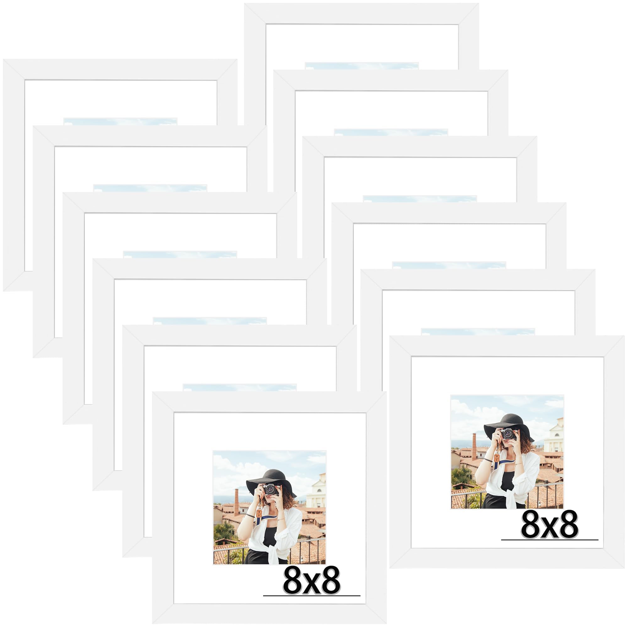 Picrit 8x10 Picture Frame Set of 12, Display 5x7 with Mat or 8x10 without Mat, Photo Frames for Wall Mounting or Table Top Display, Black