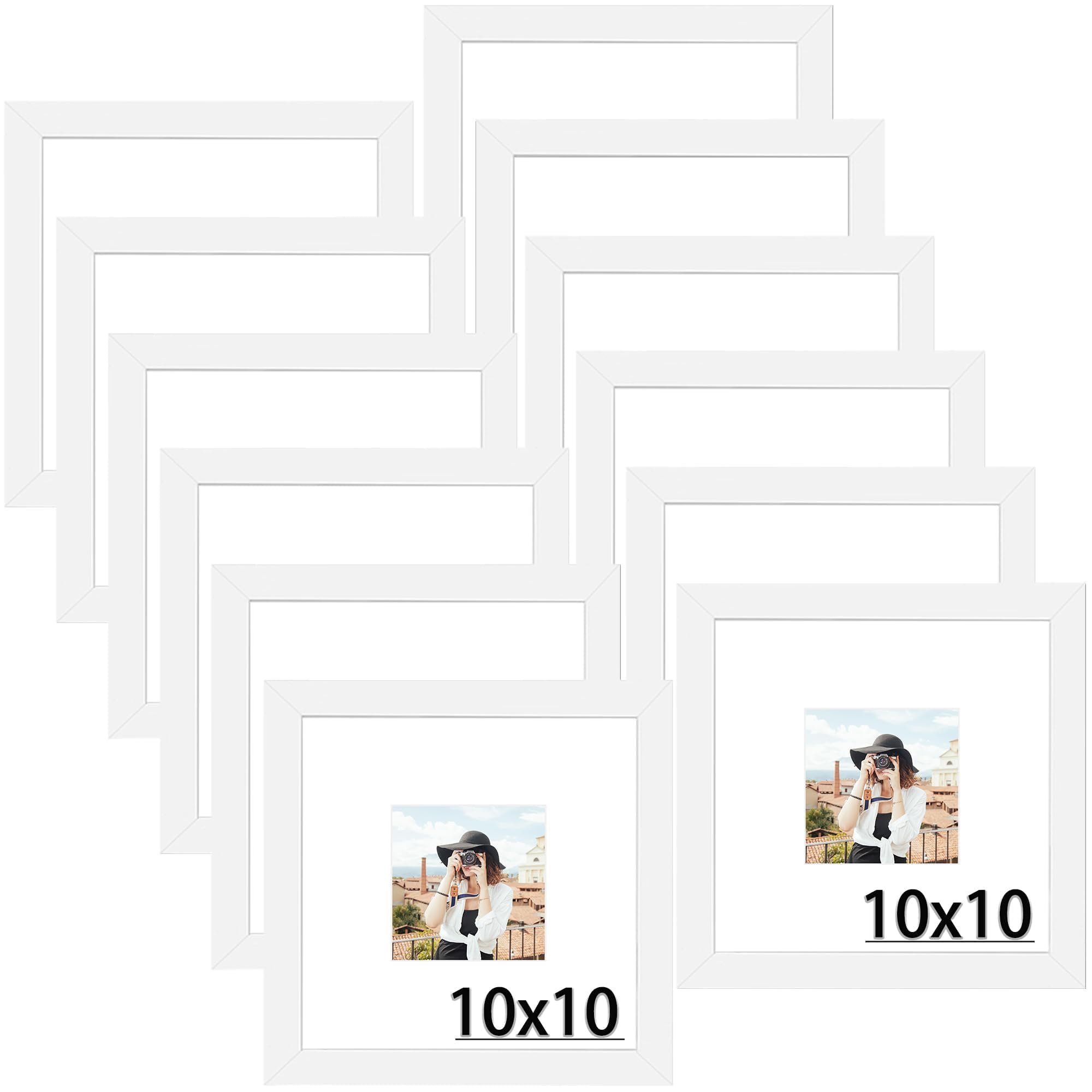Picrit 8x10 Picture Frame Set of 12, Display 5x7 with Mat or 8x10 without Mat, Photo Frames for Wall Mounting or Table Top Display, Black