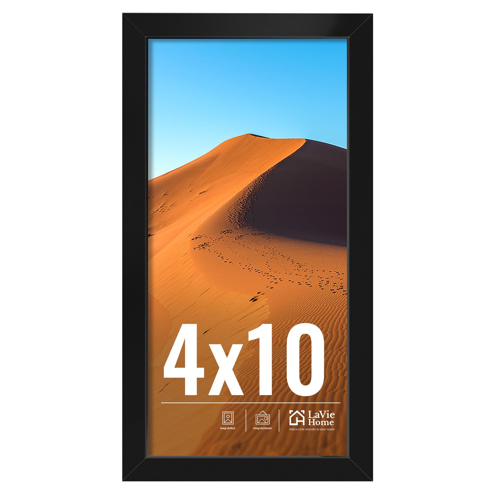 LaVie Home 11x14 Picture Frame for Wall Display, 11 x 14 Black Picture Frame with HD Plexiglas, 11 by 14 Poster Frame 1 Pack, Display Frame for Vertical or Horizontal, Classic Collection