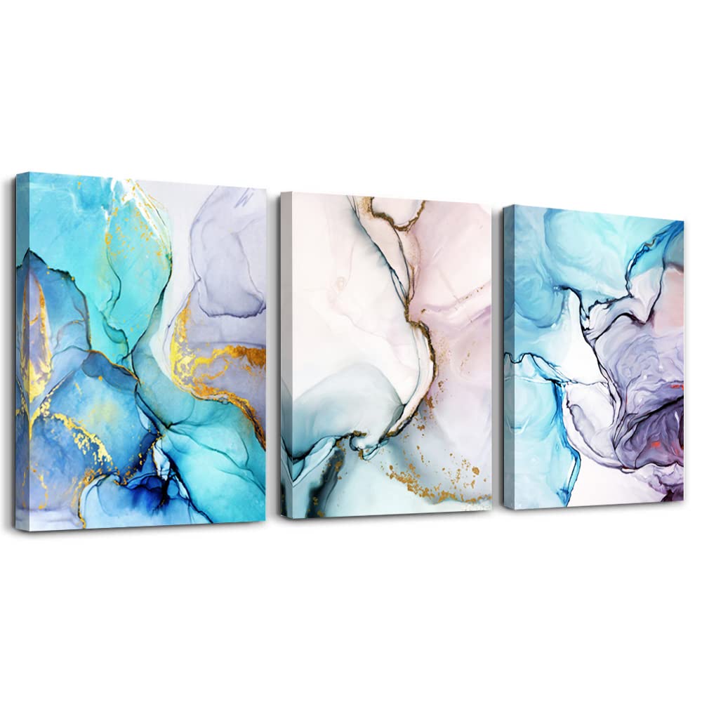 MHARTK66 Wall Art for Bedroom Wall Decor for Living Room Office Decor Abstract Mountain Aurora Landscape Painting 3 Piece Scenic Framed Canvas Art Prints Ready to Hang Kitchen Wall Pictures Home Decor