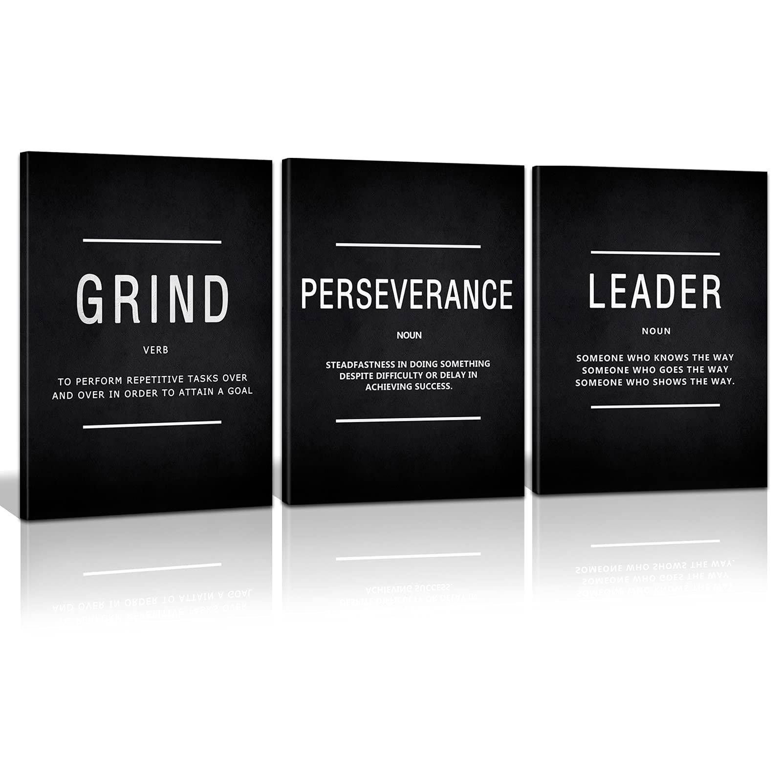 KAWAHONE Canvas Painting Wall Art, Grind Hustle Execution Motivational Wall Art Decoration Posters Prints for Living Room Bedroom, Office Decor, Gallery-Wrapped Canvas Art Set Framed Ready to Hang