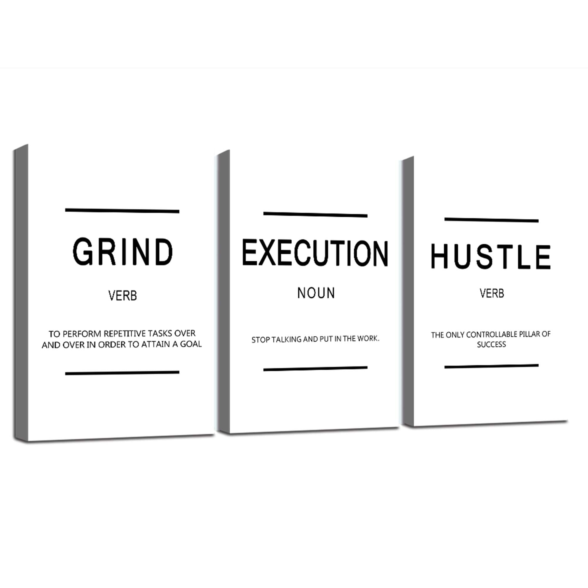 Inspirational Canvas Painting Wall Art -EPHANY ART,Mindset Quotes Prints, Success Framed Entrepreneur Poster Positive Quotes Wall Poster for Home Office Workplace (M-3pcs,12x16inchx3pcs)