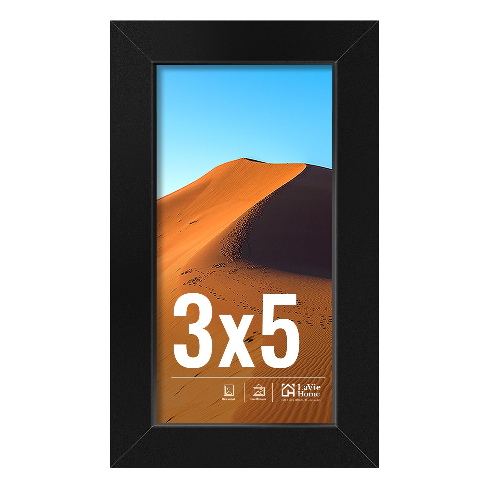LaVie Home 11x14 Picture Frame for Wall Display, 11 x 14 Black Picture Frame with HD Plexiglas, 11 by 14 Poster Frame 1 Pack, Display Frame for Vertical or Horizontal, Classic Collection