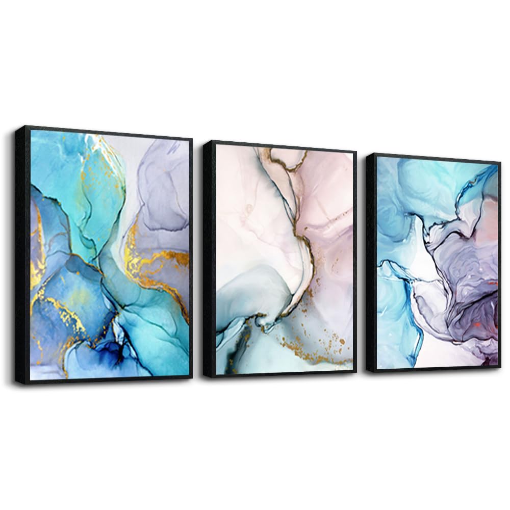 MHARTK66 Wall Art for Bedroom Wall Decor for Living Room Office Decor Abstract Mountain Aurora Landscape Painting 3 Piece Scenic Framed Canvas Art Prints Ready to Hang Kitchen Wall Pictures Home Decor