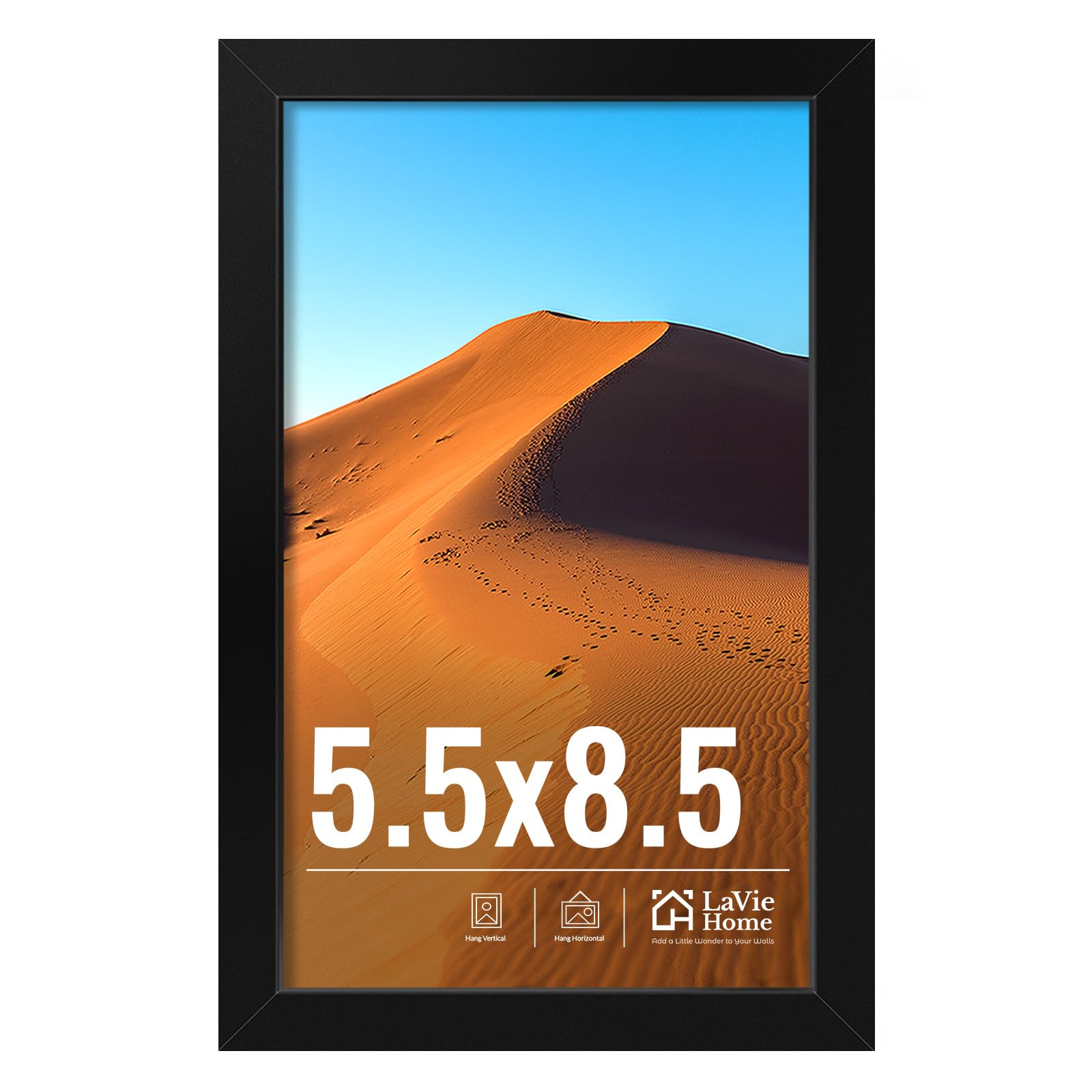 LaVie Home 11x14 Picture Frame for Wall Display, 11 x 14 Black Picture Frame with HD Plexiglas, 11 by 14 Poster Frame 1 Pack, Display Frame for Vertical or Horizontal, Classic Collection