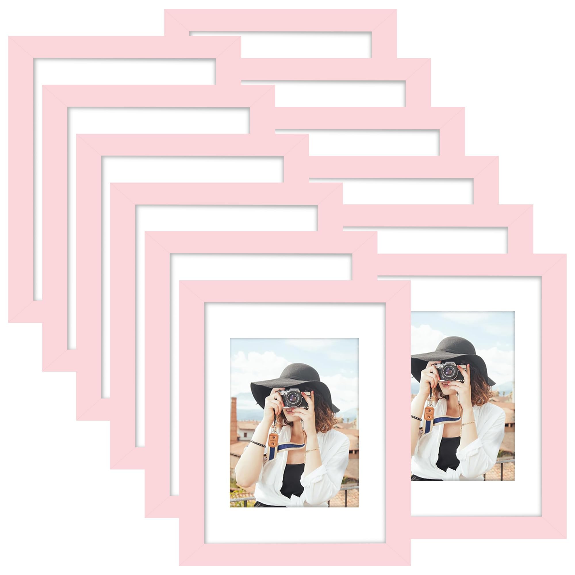 Picrit 8x10 Picture Frame Set of 12, Display 5x7 with Mat or 8x10 without Mat, Photo Frames for Wall Mounting or Table Top Display, Black