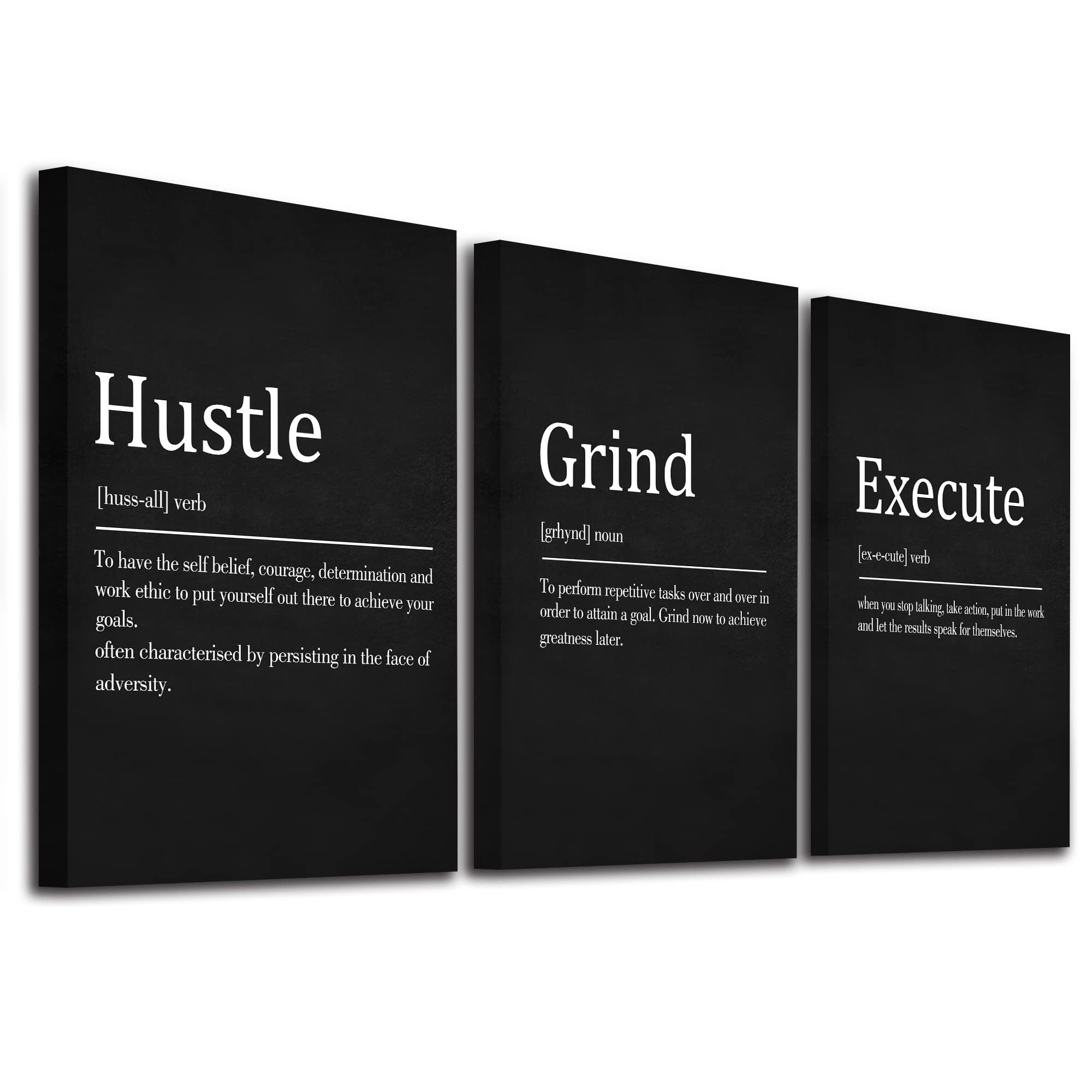 Inspirational Canvas Painting Wall Art -EPHANY ART,Mindset Quotes Prints, Success Framed Entrepreneur Poster Positive Quotes Wall Poster for Home Office Workplace (M-3pcs,12x16inchx3pcs)