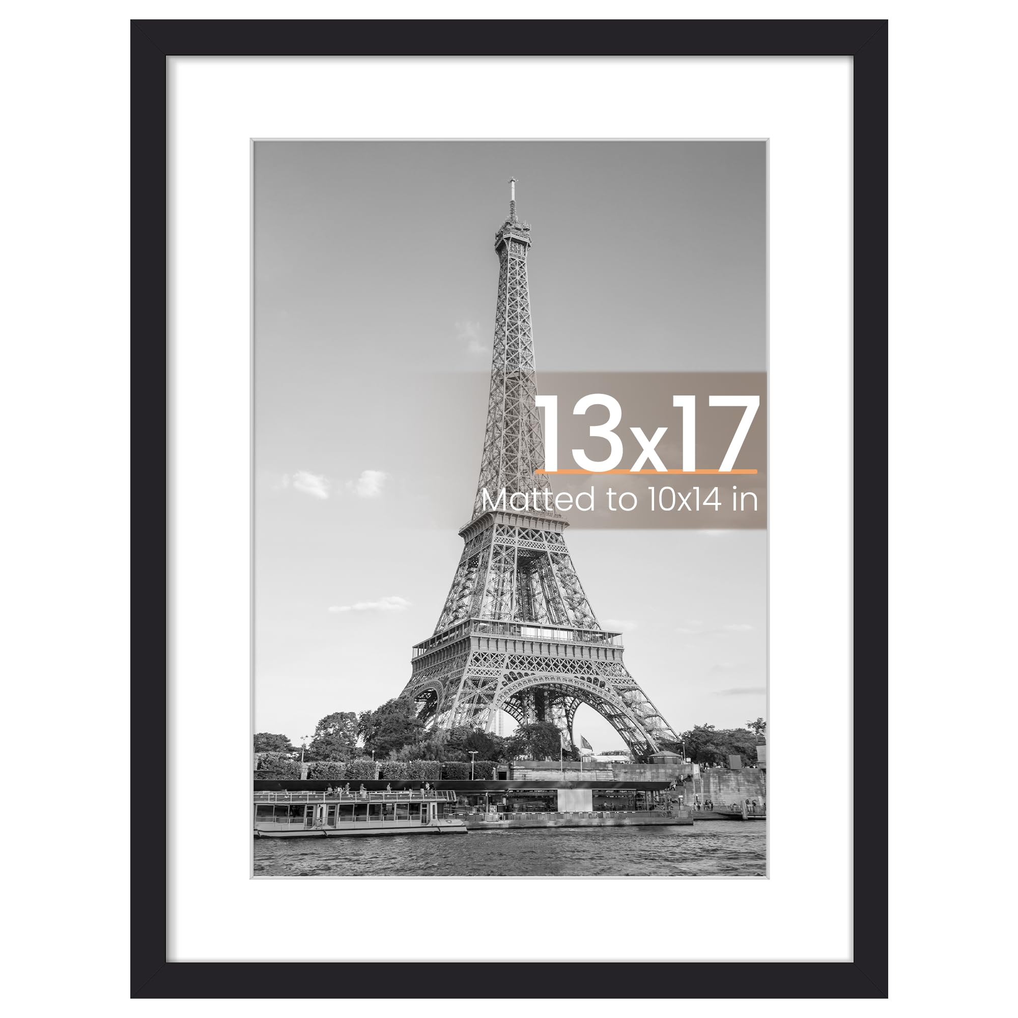 upsimples 12x16 Picture Frame, Display Pictures 8.5x11 with Mat or 12x16 Without Mat, Wall Hanging Photo Frame, Black, 1 Pack