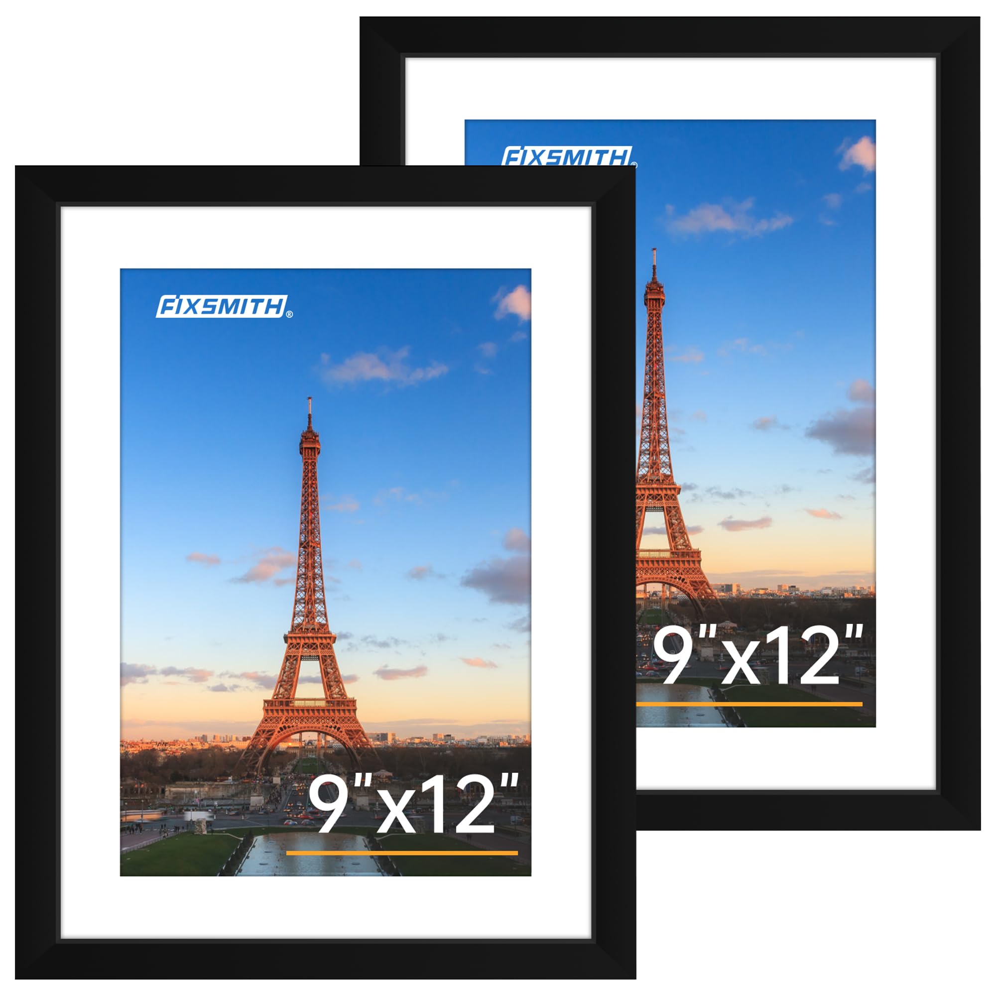 FIXSMITH 5x7 Picture Frame Set of 10, Photo Frame Bulk with HD Plexiglass, Display Pictures 4x6 with Mat or 5x7 Without Mat Multi Picture Frames Collage for Tabletop or Wall Display, Black