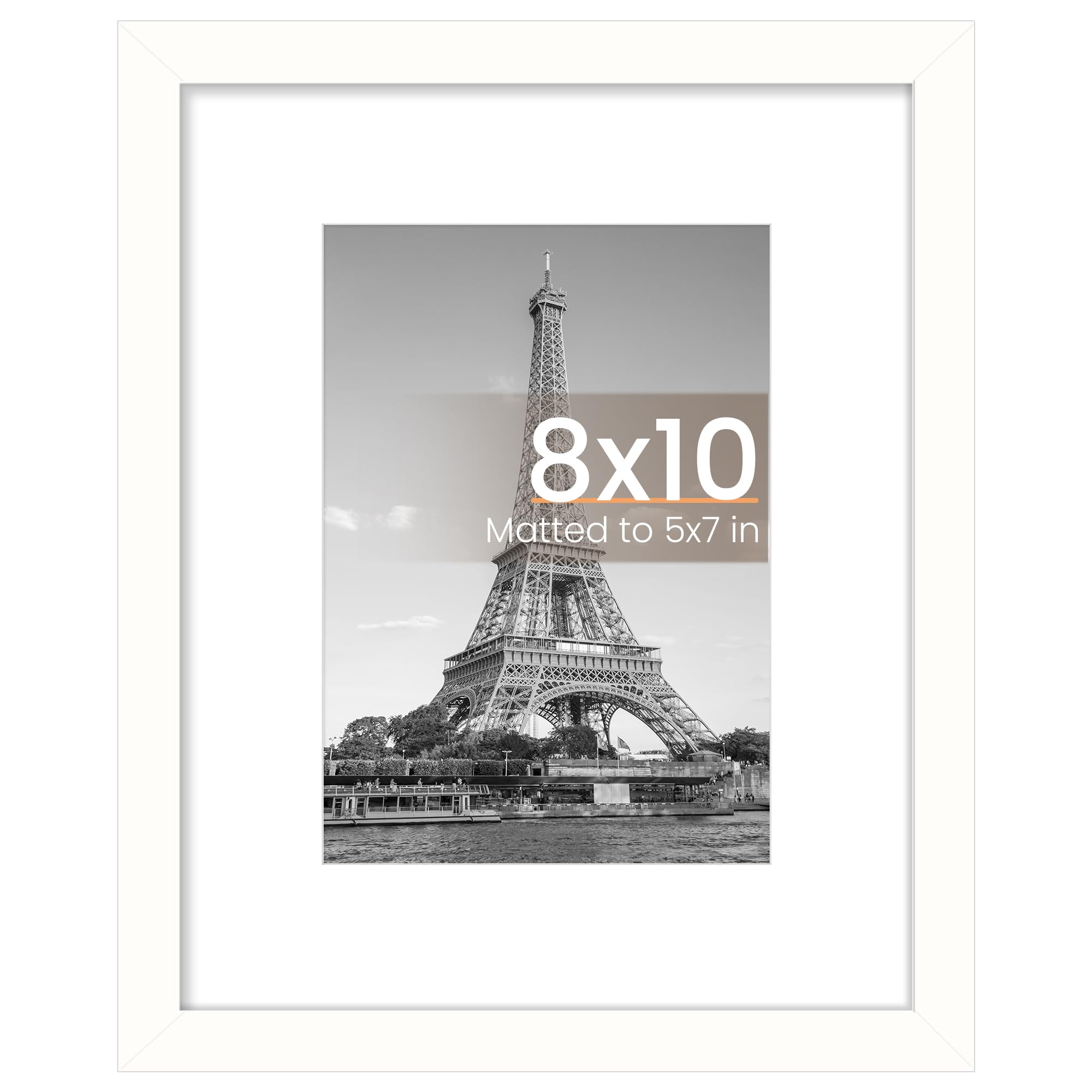 upsimples 8x10 Picture Frame, Display Pictures 5x7 with Mat or 8x10 Without Mat, Wall Hanging Photo Frame, Black, 1 Pack