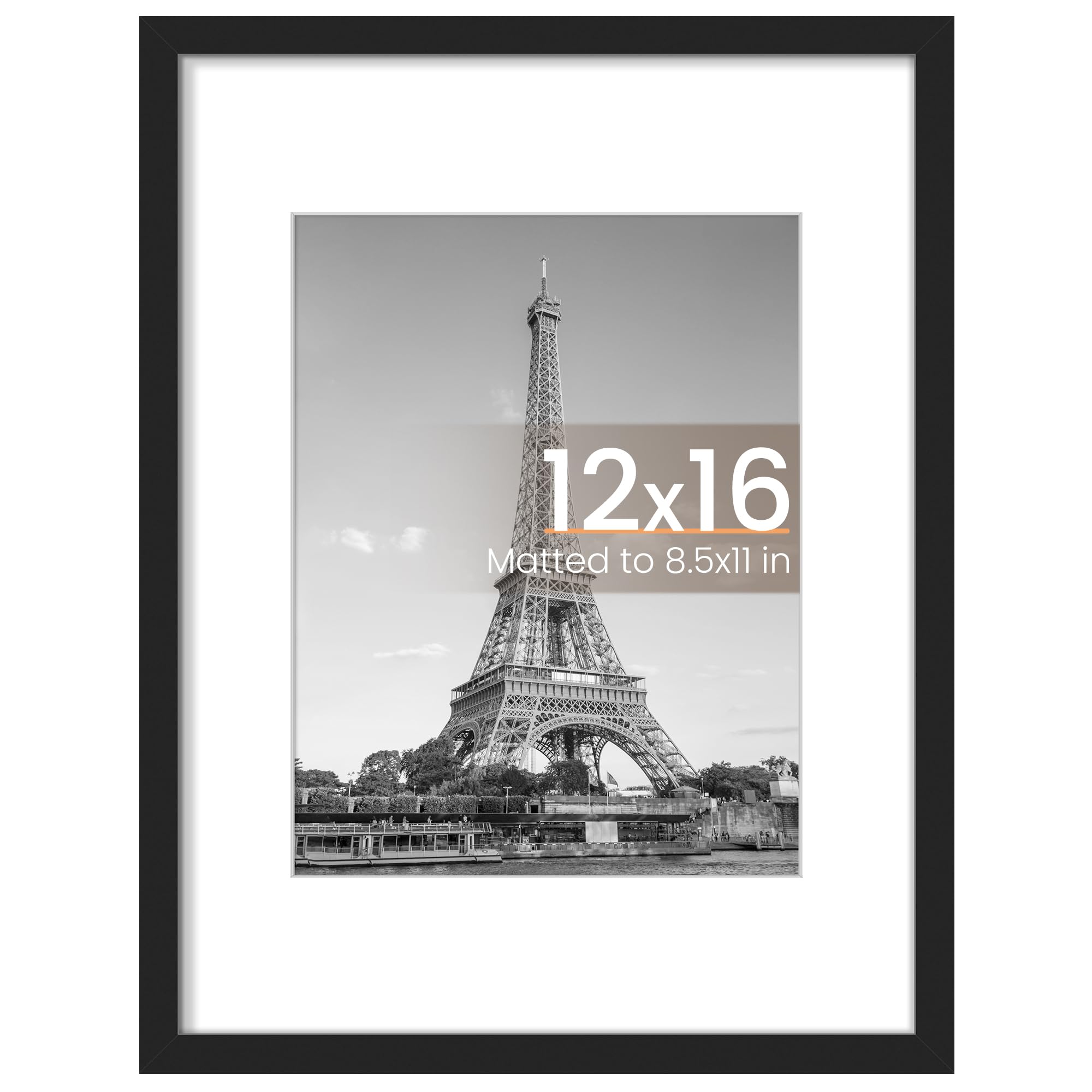 upsimples 11x17 Picture Frame, Display Pictures 9x15 with Mat or 11 x 17 Without, Wall Hanging Poster Frames, Black, 1 Pack