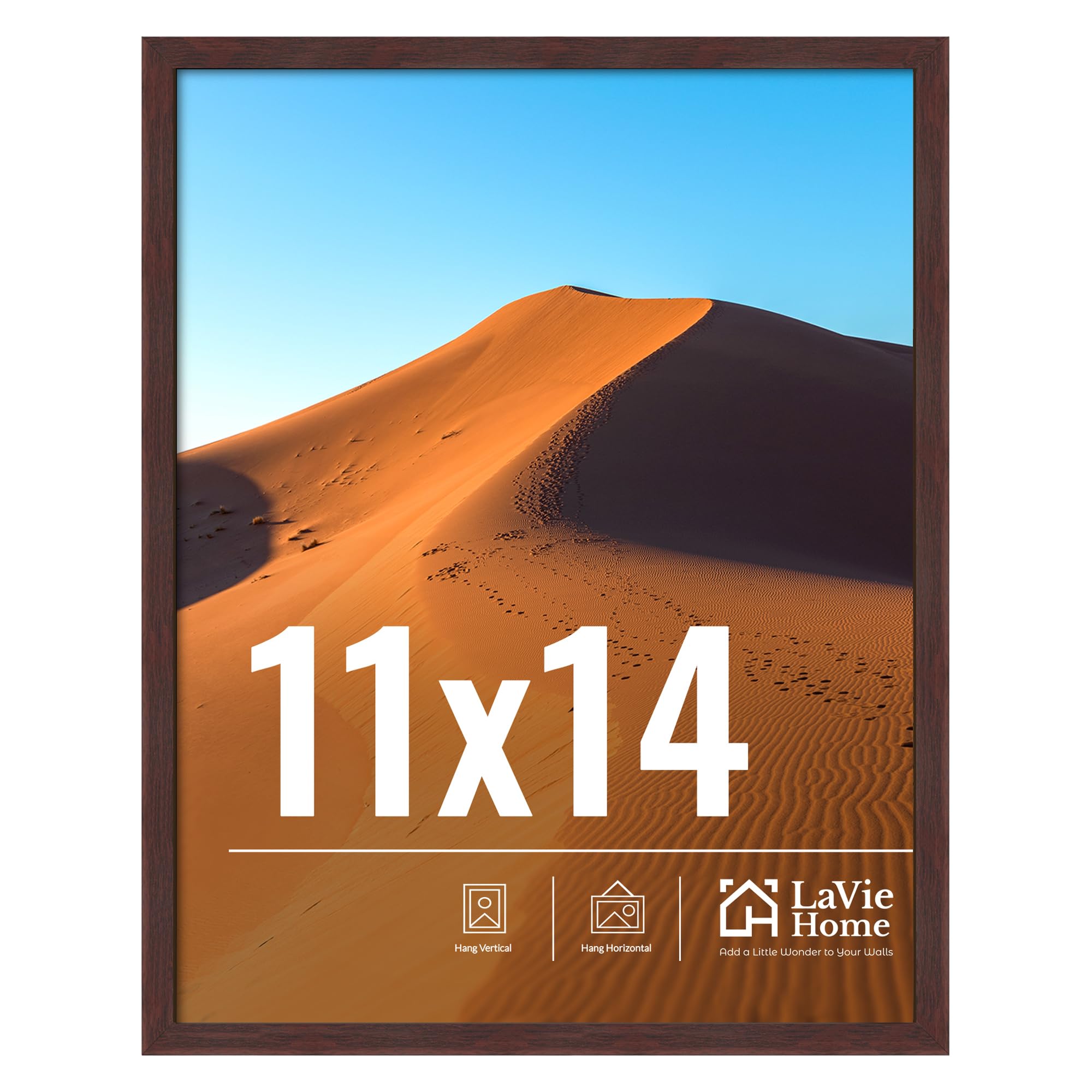 LaVie Home 11x14 Picture Frame for Wall Display, 11 x 14 Black Picture Frame with HD Plexiglas, 11 by 14 Poster Frame 1 Pack, Display Frame for Vertical or Horizontal, Classic Collection