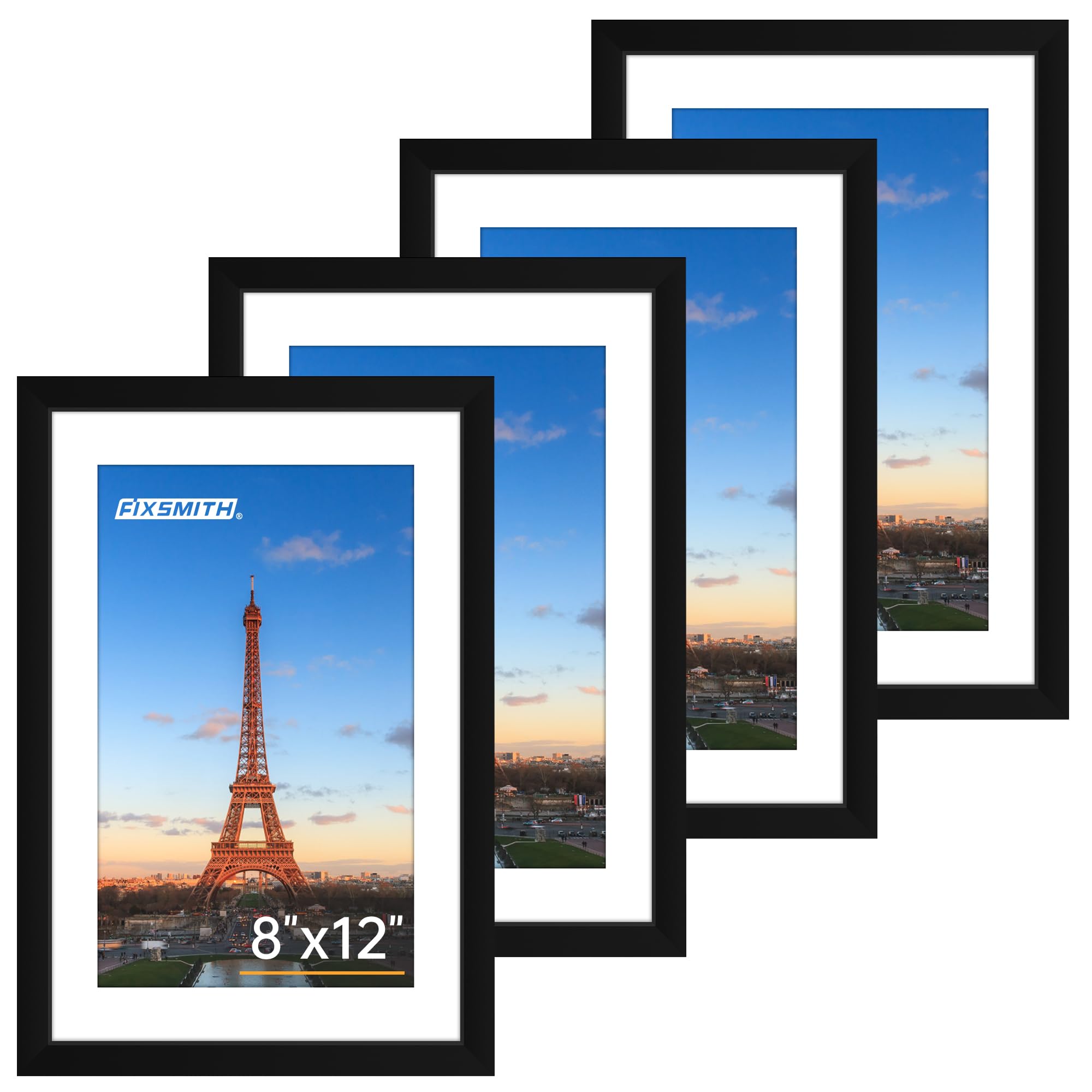 FIXSMITH 5x7 Picture Frame Set of 10, Photo Frame Bulk with HD Plexiglass, Display Pictures 4x6 with Mat or 5x7 Without Mat Multi Picture Frames Collage for Tabletop or Wall Display, Black