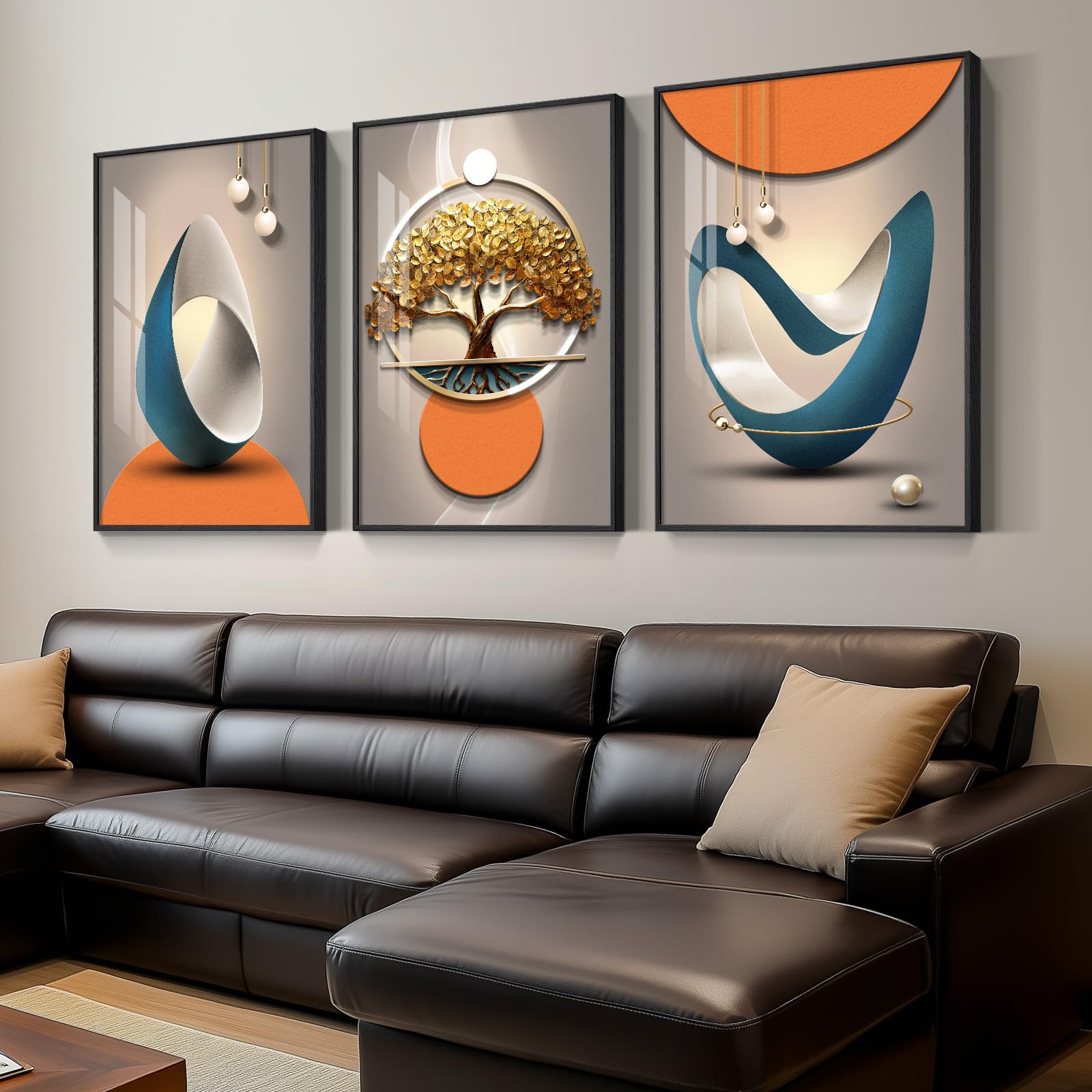 Large Framed Modern Abstract Wall Art for Living Room, Minimalist Bright Style Prints Wall Paintings Artwork for Walls, Silver Gray Contemporary Luxury Pictures for Hallway, Office Wall Decor 24x36 In