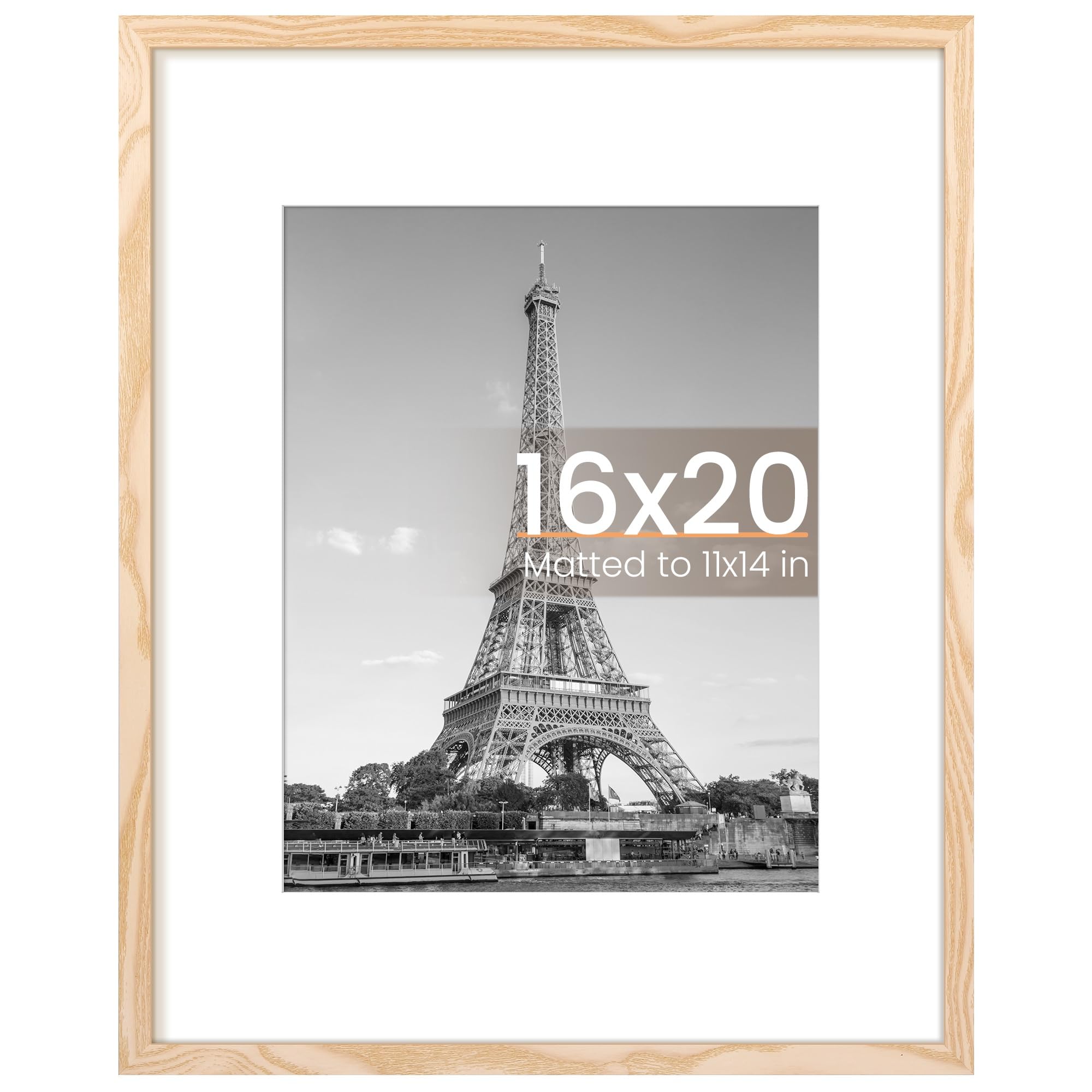 upsimples 12x16 Picture Frame, Display Pictures 8.5x11 with Mat or 12x16 Without Mat, Wall Hanging Photo Frame, Black, 1 Pack