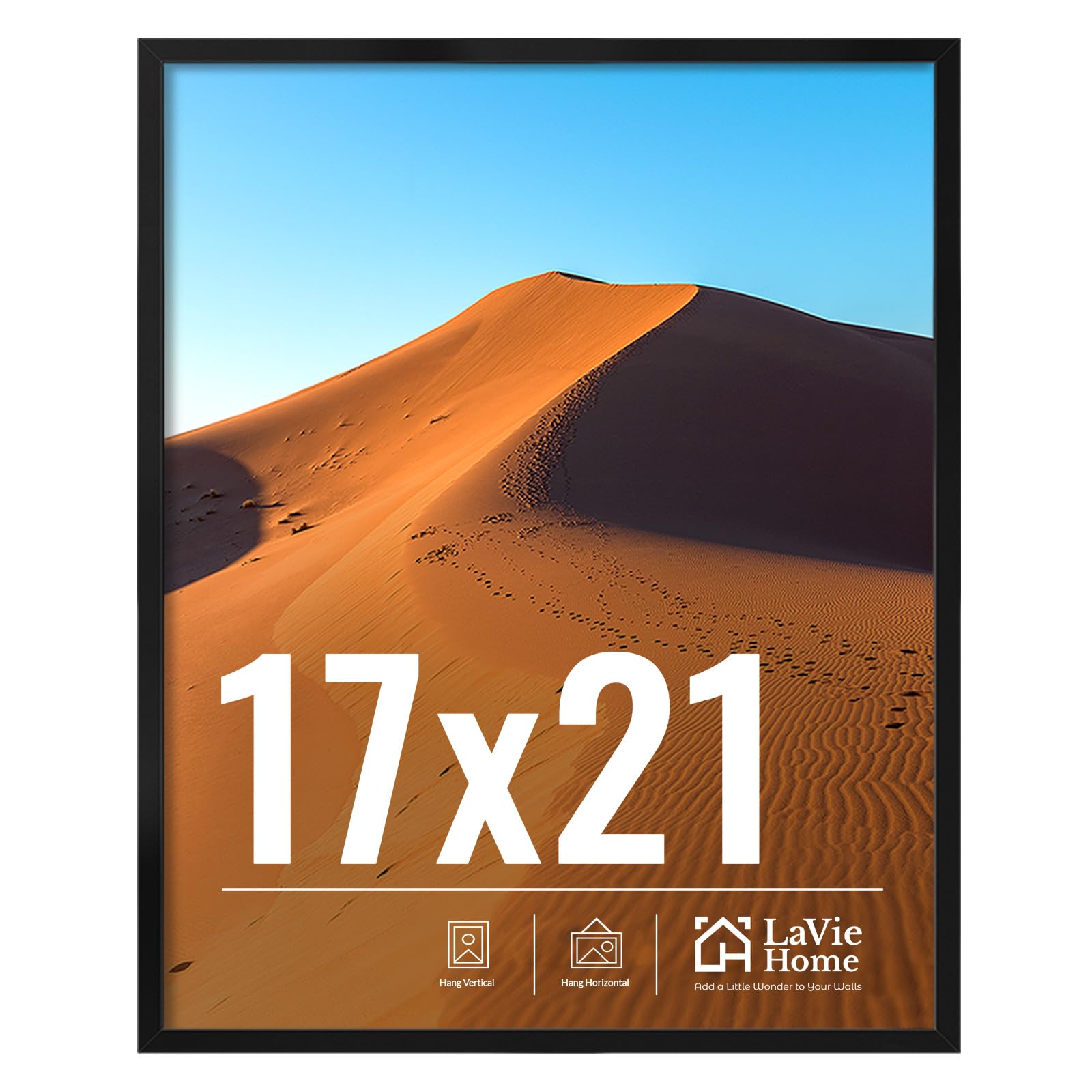 LaVie Home 11x14 Picture Frame for Wall Display, 11 x 14 Black Picture Frame with HD Plexiglas, 11 by 14 Poster Frame 1 Pack, Display Frame for Vertical or Horizontal, Classic Collection