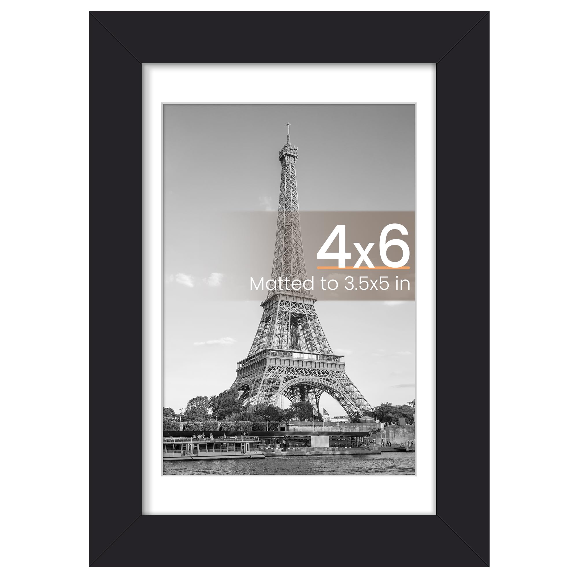 upsimples 8x10 Picture Frame, Display Pictures 5x7 with Mat or 8x10 Without Mat, Wall Hanging Photo Frame, Black, 1 Pack