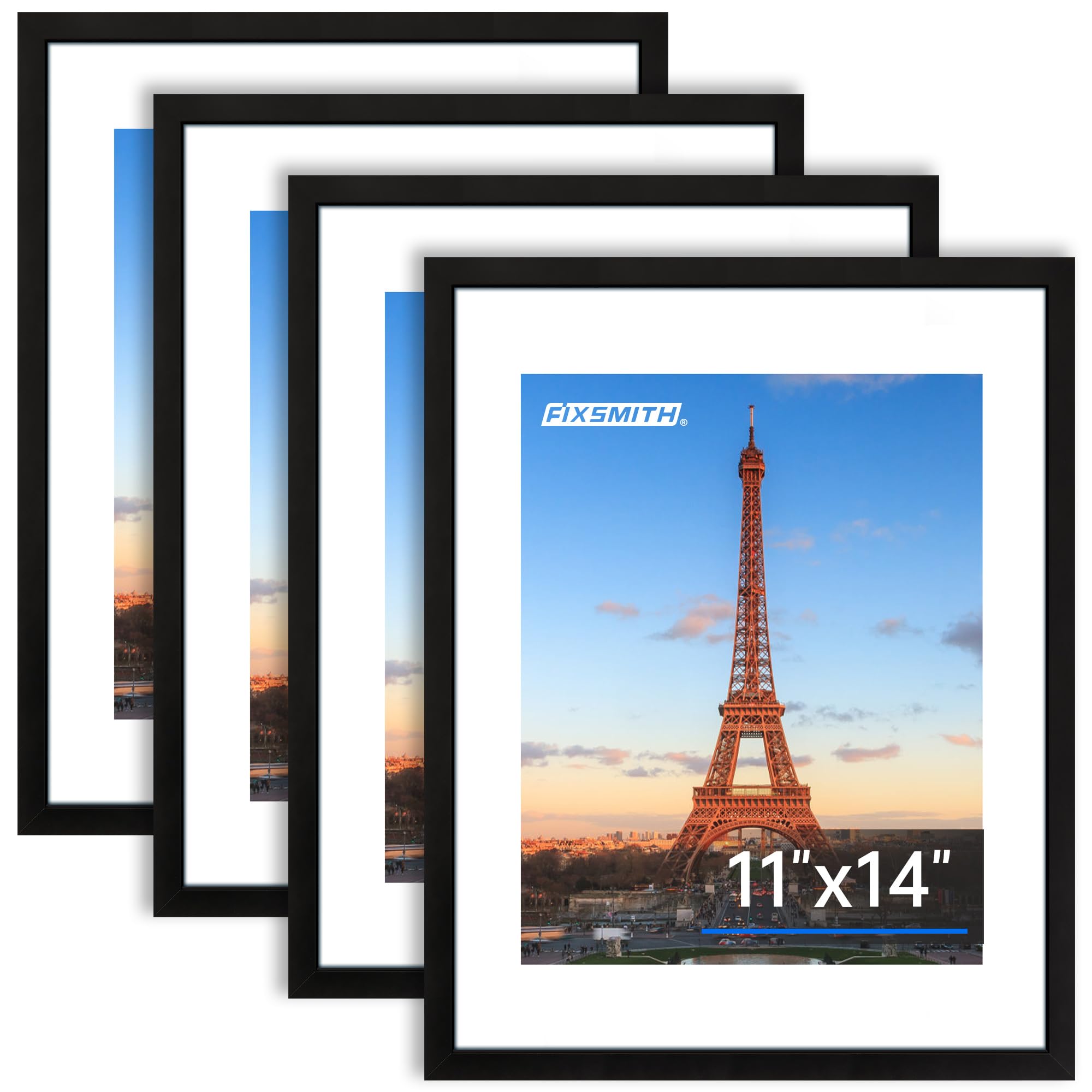 FIXSMITH 5x7 Picture Frame Set of 10, Photo Frame Bulk with HD Plexiglass, Display Pictures 4x6 with Mat or 5x7 Without Mat Multi Picture Frames Collage for Tabletop or Wall Display, Black