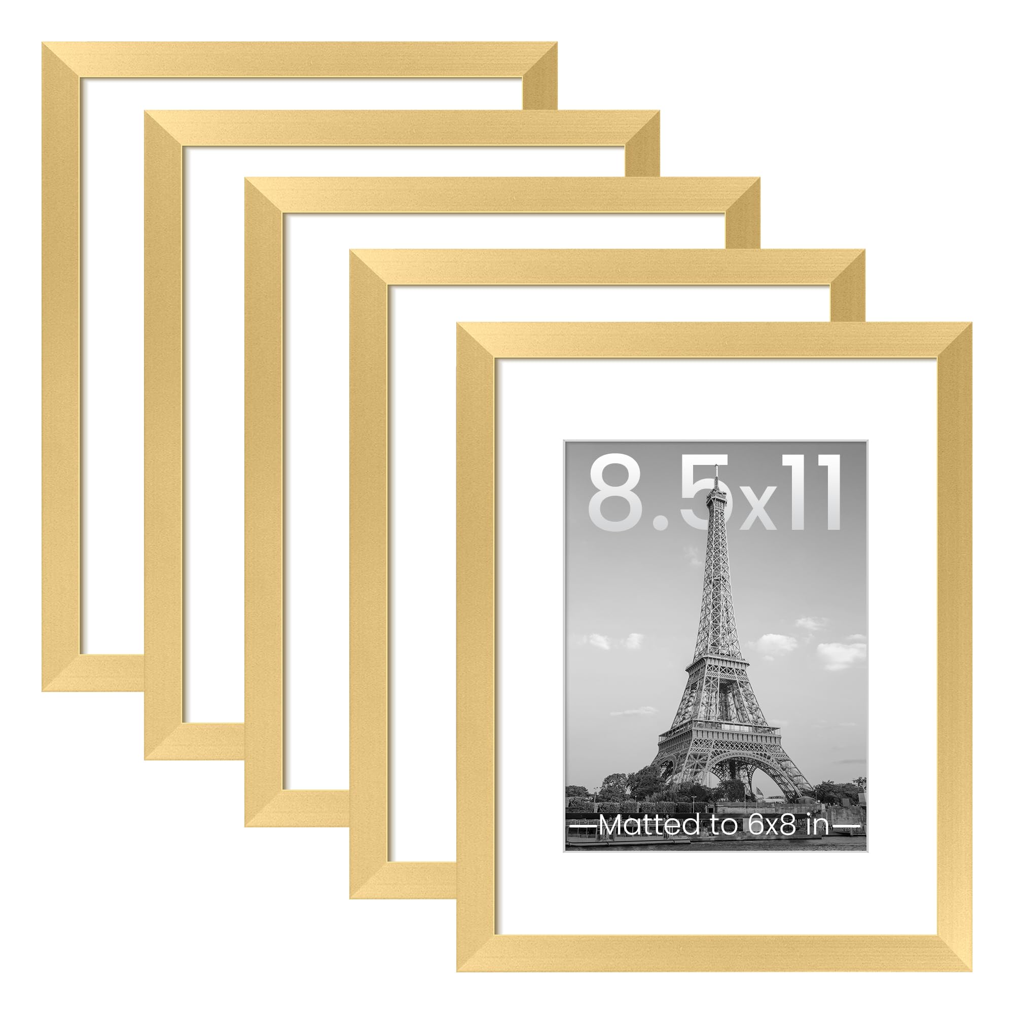 upsimples 8x10 Picture Frame Set of 5, Display Pictures 5x7 with Mat or 8 x 10 Without, Wall Gallery Photo Frames, Black
