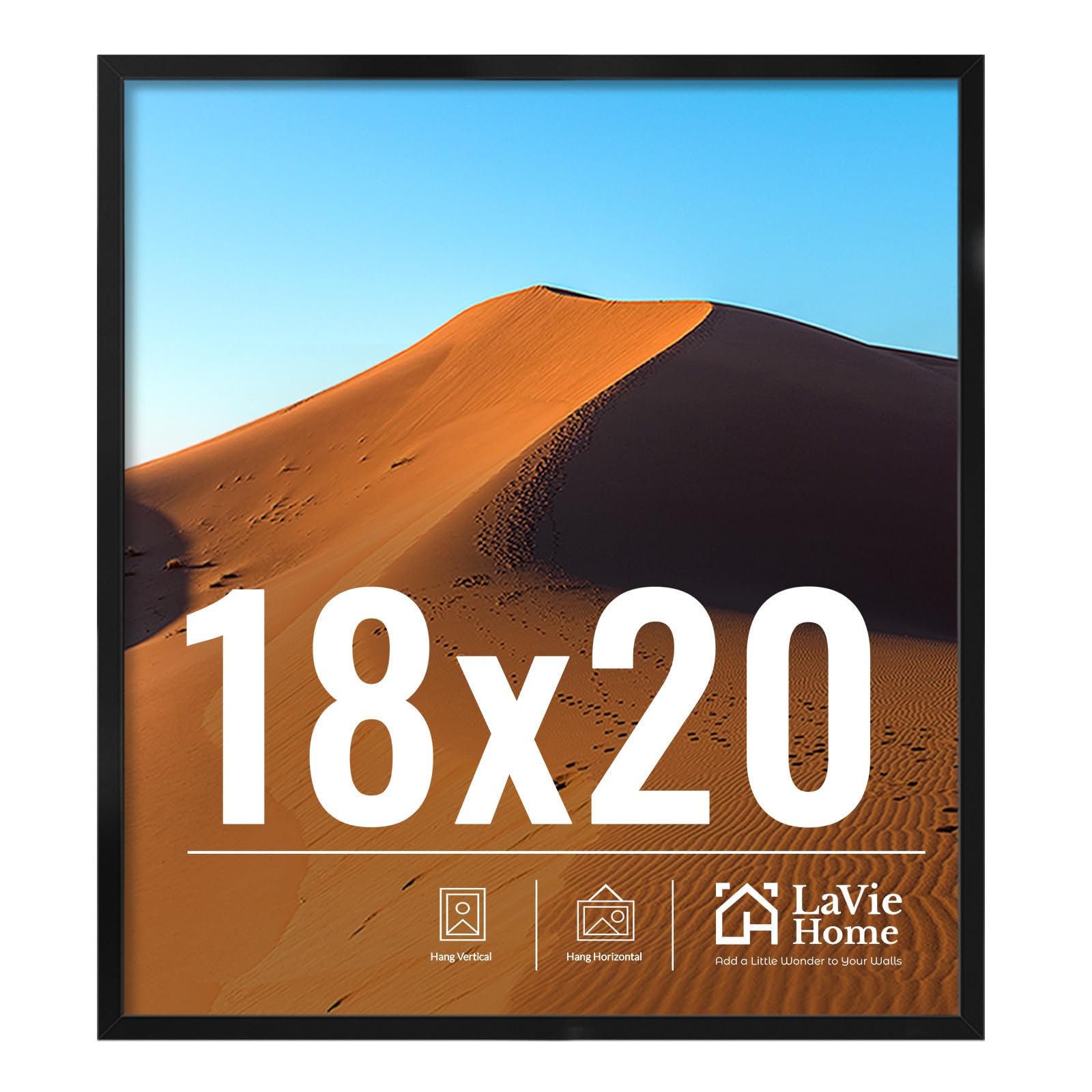 LaVie Home 11x14 Picture Frame for Wall Display, 11 x 14 Black Picture Frame with HD Plexiglas, 11 by 14 Poster Frame 1 Pack, Display Frame for Vertical or Horizontal, Classic Collection