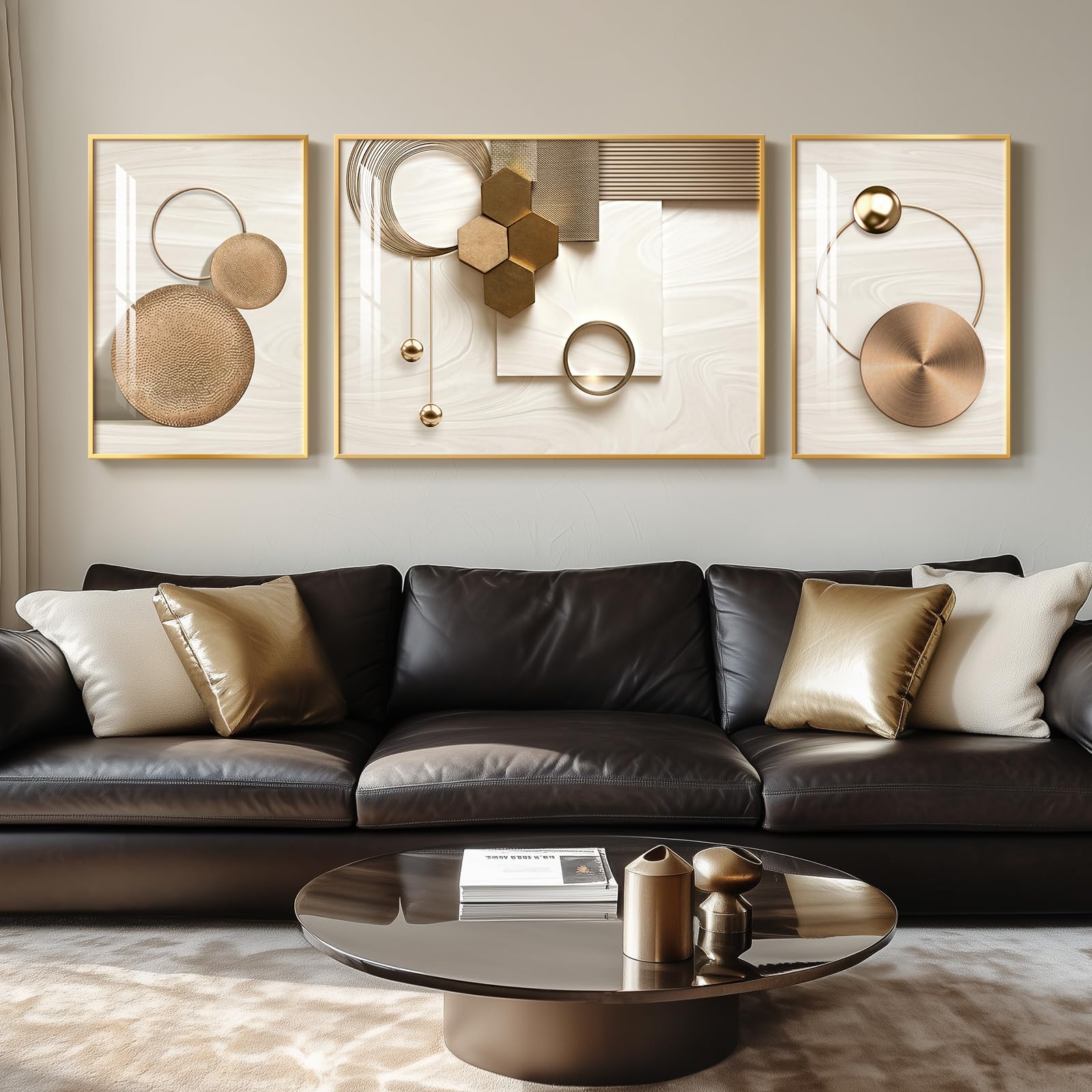 Large Framed Modern Abstract Wall Art for Living Room, Minimalist Bright Style Prints Wall Paintings Artwork for Walls, Silver Gray Contemporary Luxury Pictures for Hallway, Office Wall Decor 24x36 In