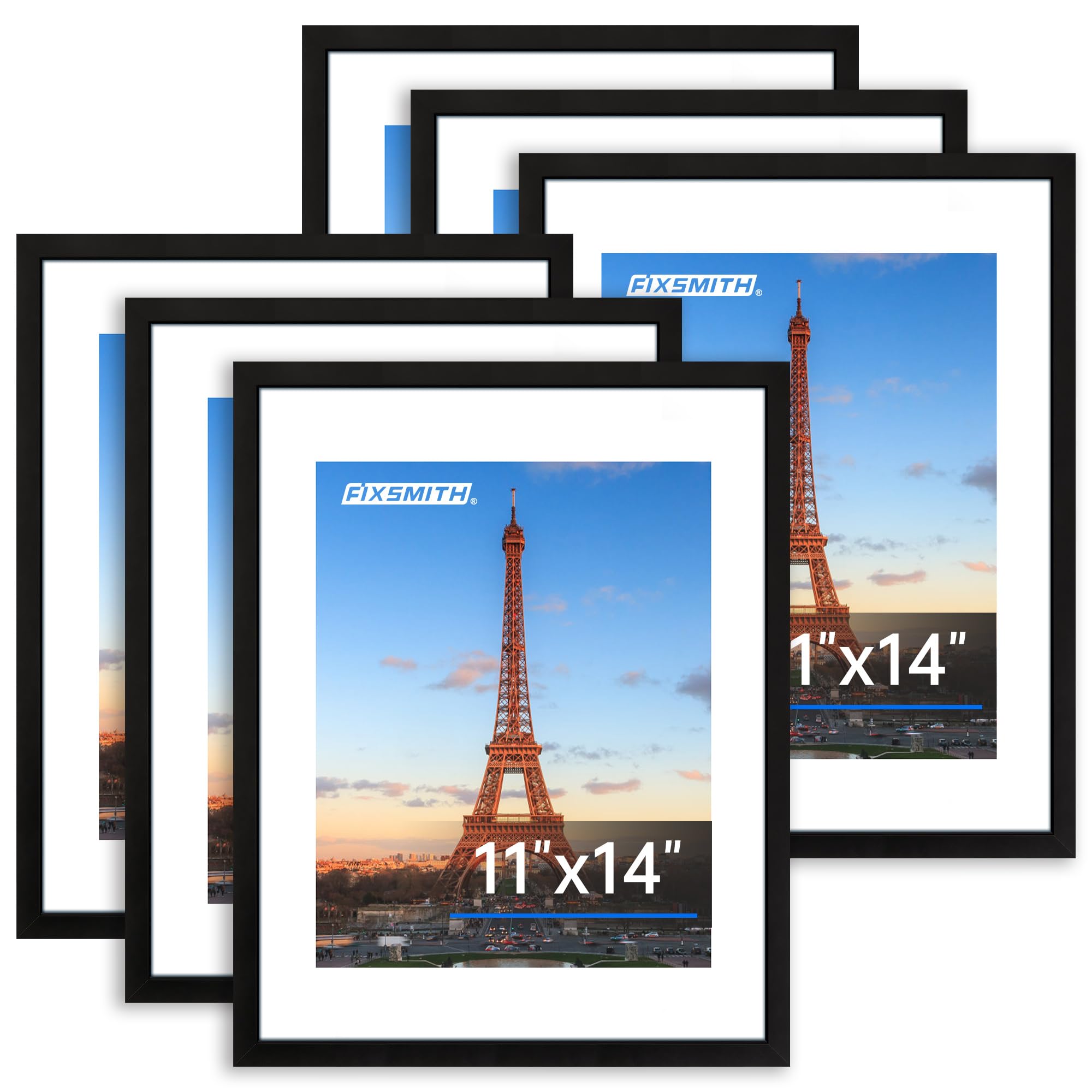 FIXSMITH 5x7 Picture Frame Set of 10, Photo Frame Bulk with HD Plexiglass, Display Pictures 4x6 with Mat or 5x7 Without Mat Multi Picture Frames Collage for Tabletop or Wall Display, Black