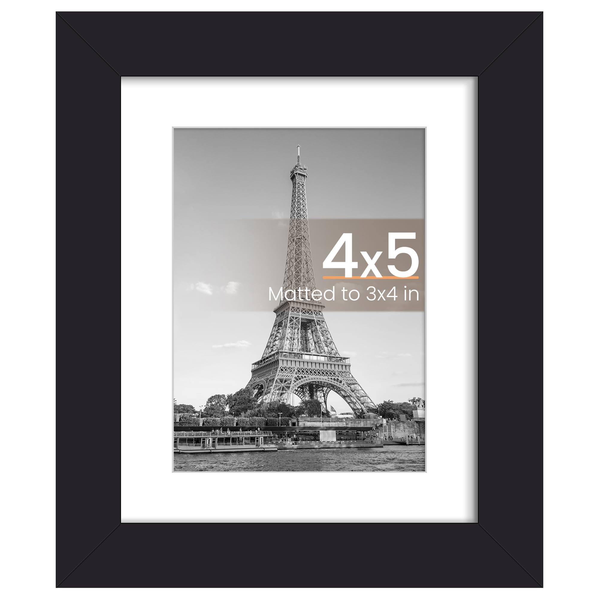 upsimples 8x10 Picture Frame, Display Pictures 5x7 with Mat or 8x10 Without Mat, Wall Hanging Photo Frame, Black, 1 Pack