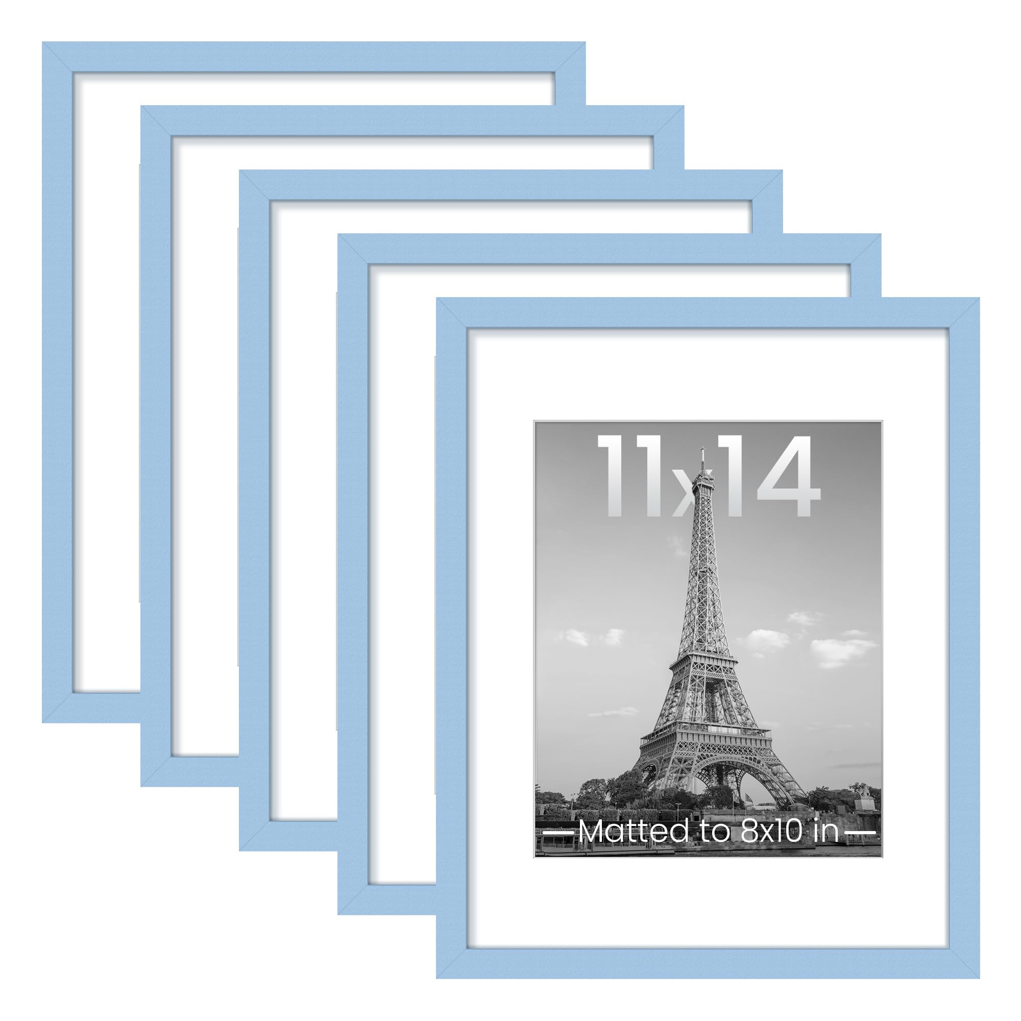 upsimples 8x10 Picture Frame Set of 5, Display Pictures 5x7 with Mat or 8 x 10 Without, Wall Gallery Photo Frames, Black