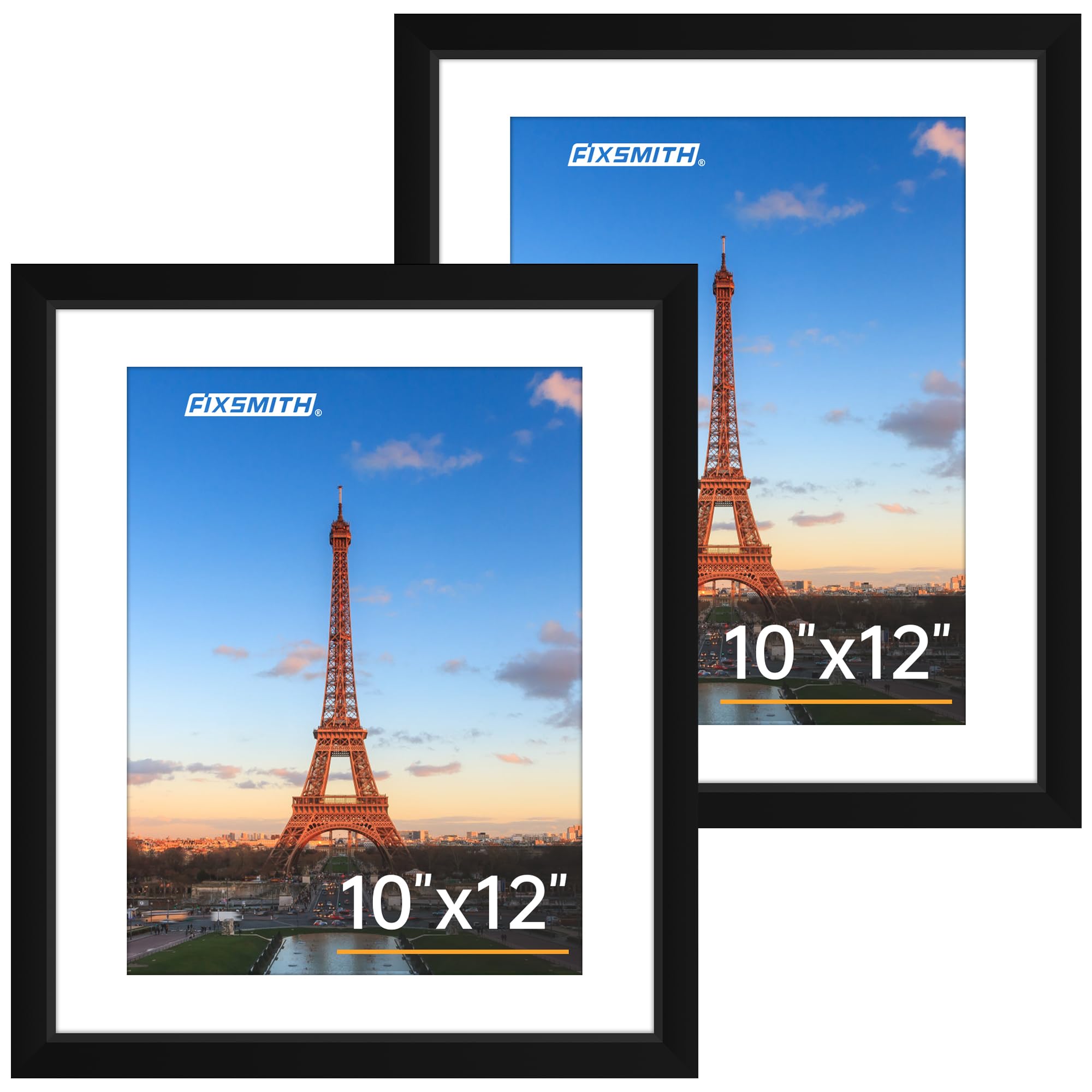 FIXSMITH 5x7 Picture Frame Set of 10, Photo Frame Bulk with HD Plexiglass, Display Pictures 4x6 with Mat or 5x7 Without Mat Multi Picture Frames Collage for Tabletop or Wall Display, Black