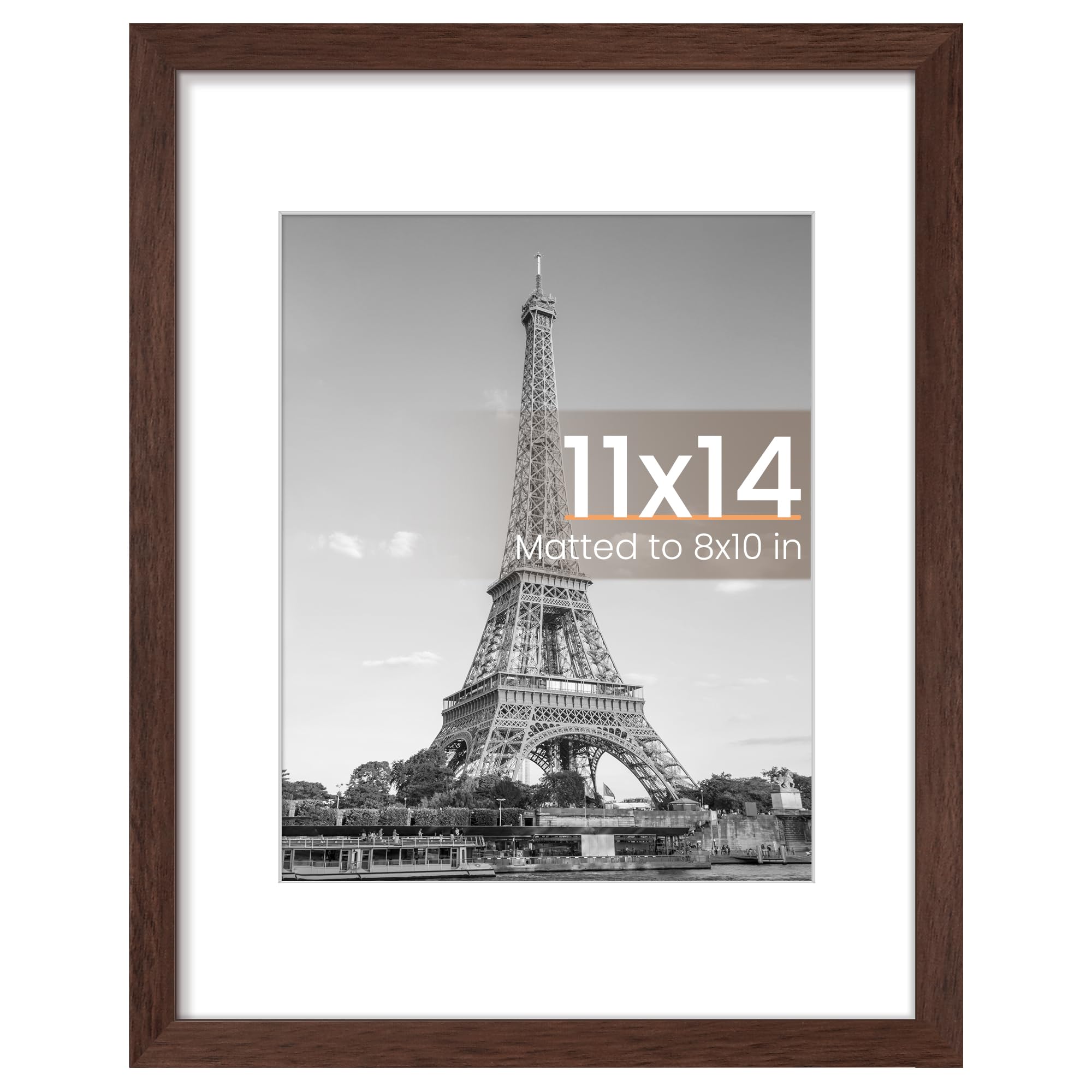upsimples 8x10 Picture Frame, Display Pictures 5x7 with Mat or 8x10 Without Mat, Wall Hanging Photo Frame, Black, 1 Pack