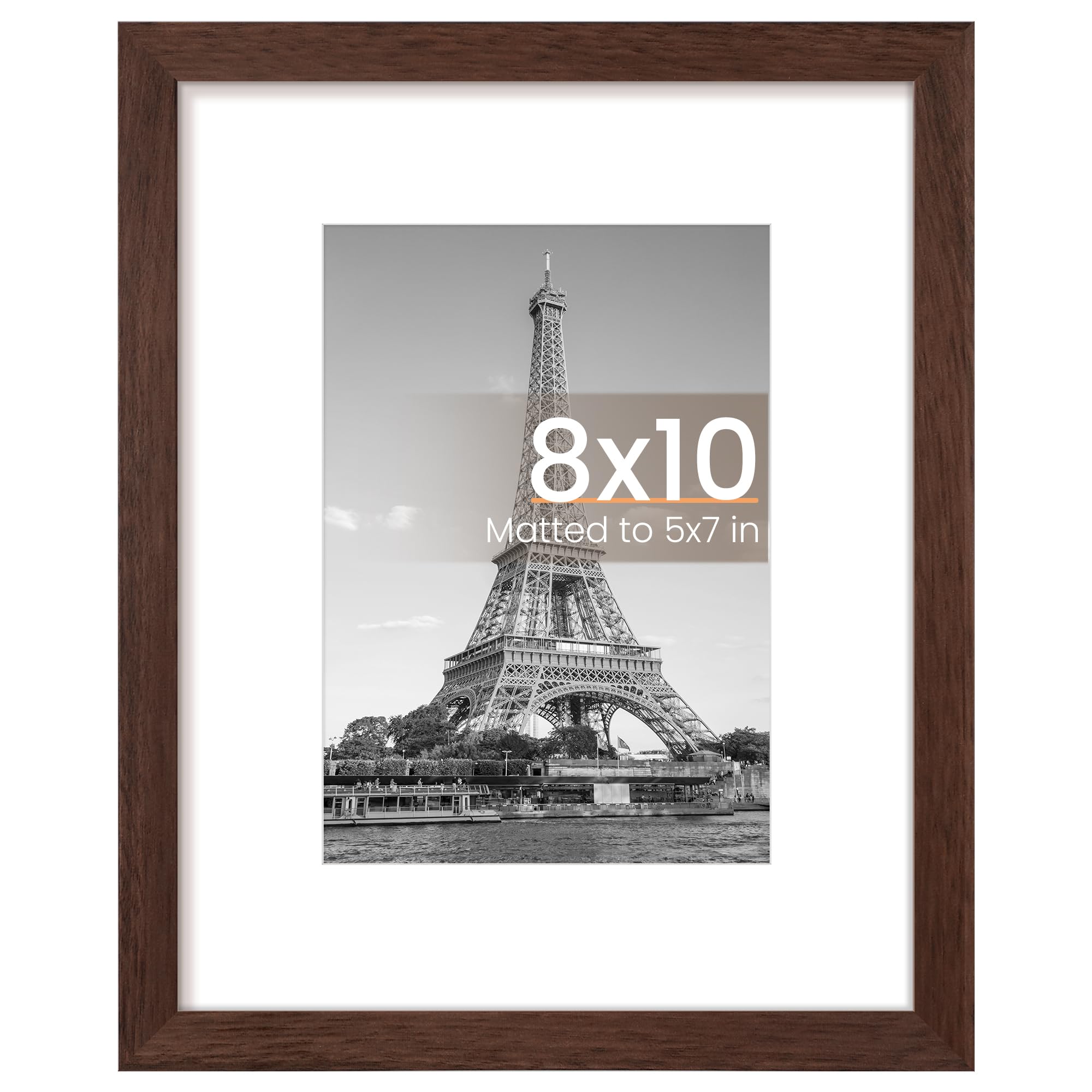 upsimples 8x10 Picture Frame, Display Pictures 5x7 with Mat or 8x10 Without Mat, Wall Hanging Photo Frame, Black, 1 Pack