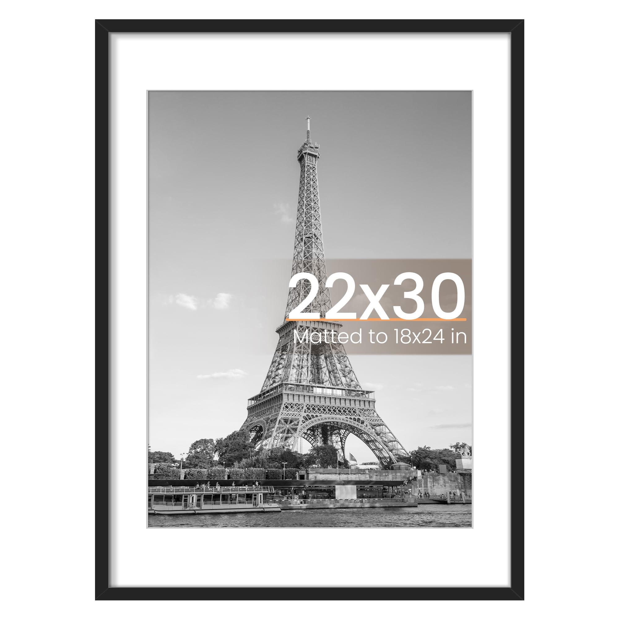 upsimples 8x10 Picture Frame, Display Pictures 5x7 with Mat or 8x10 Without Mat, Wall Hanging Photo Frame, Black, 1 Pack